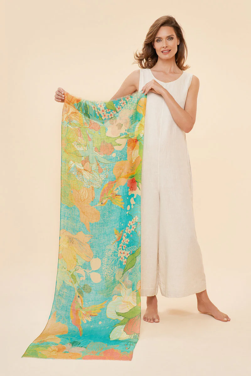 100% Linen Hummingbird Scarf - Image 2