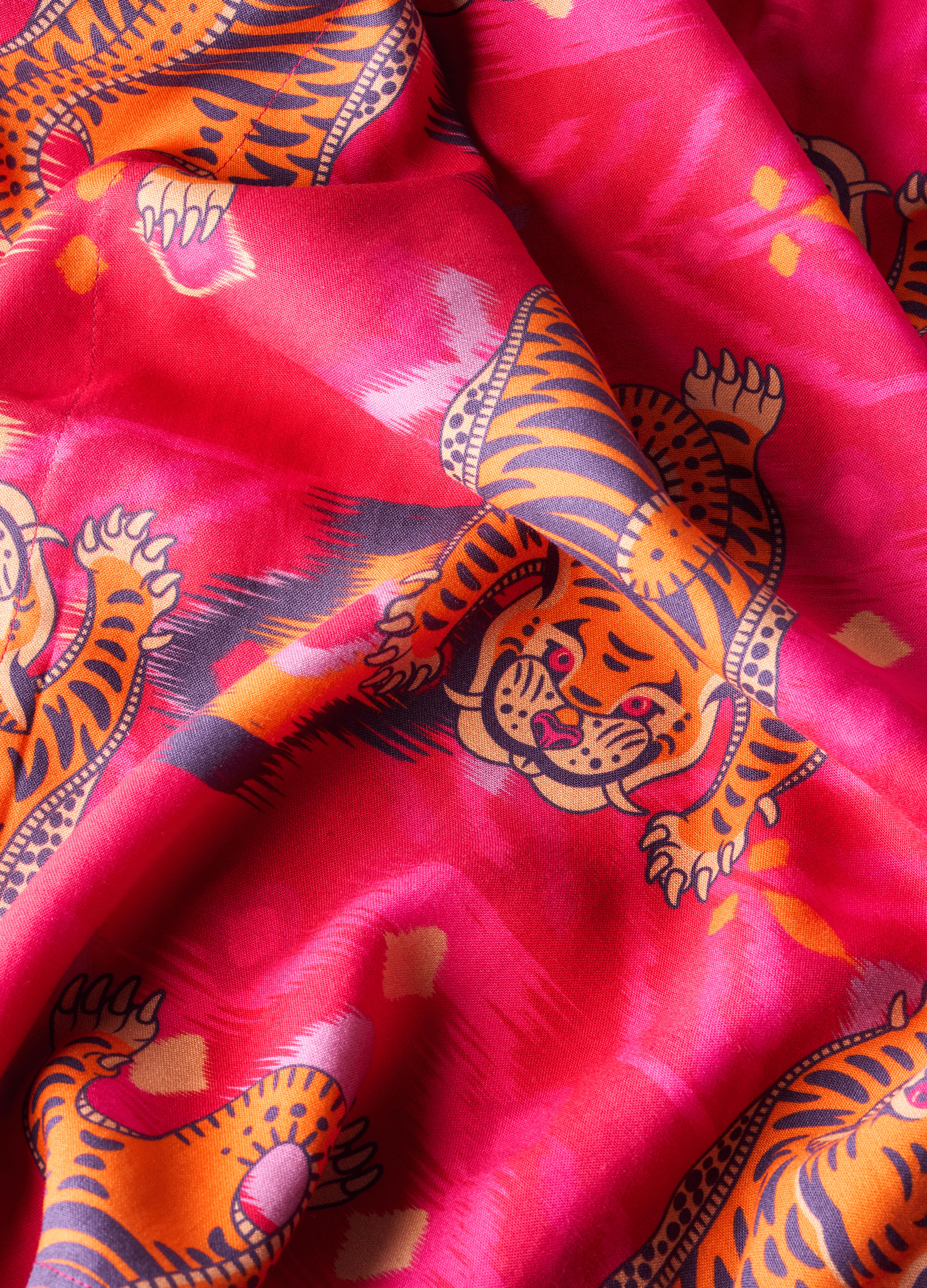 Beach Cover Up - Ikat Tiger, Fuchsia - Image 4