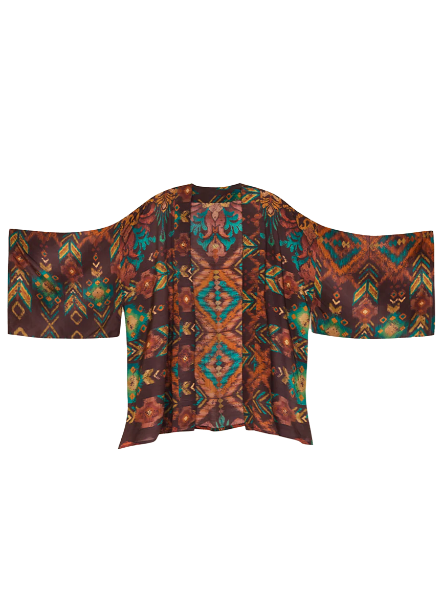 Chocolate Ikat Kimono Jacket - Image 3