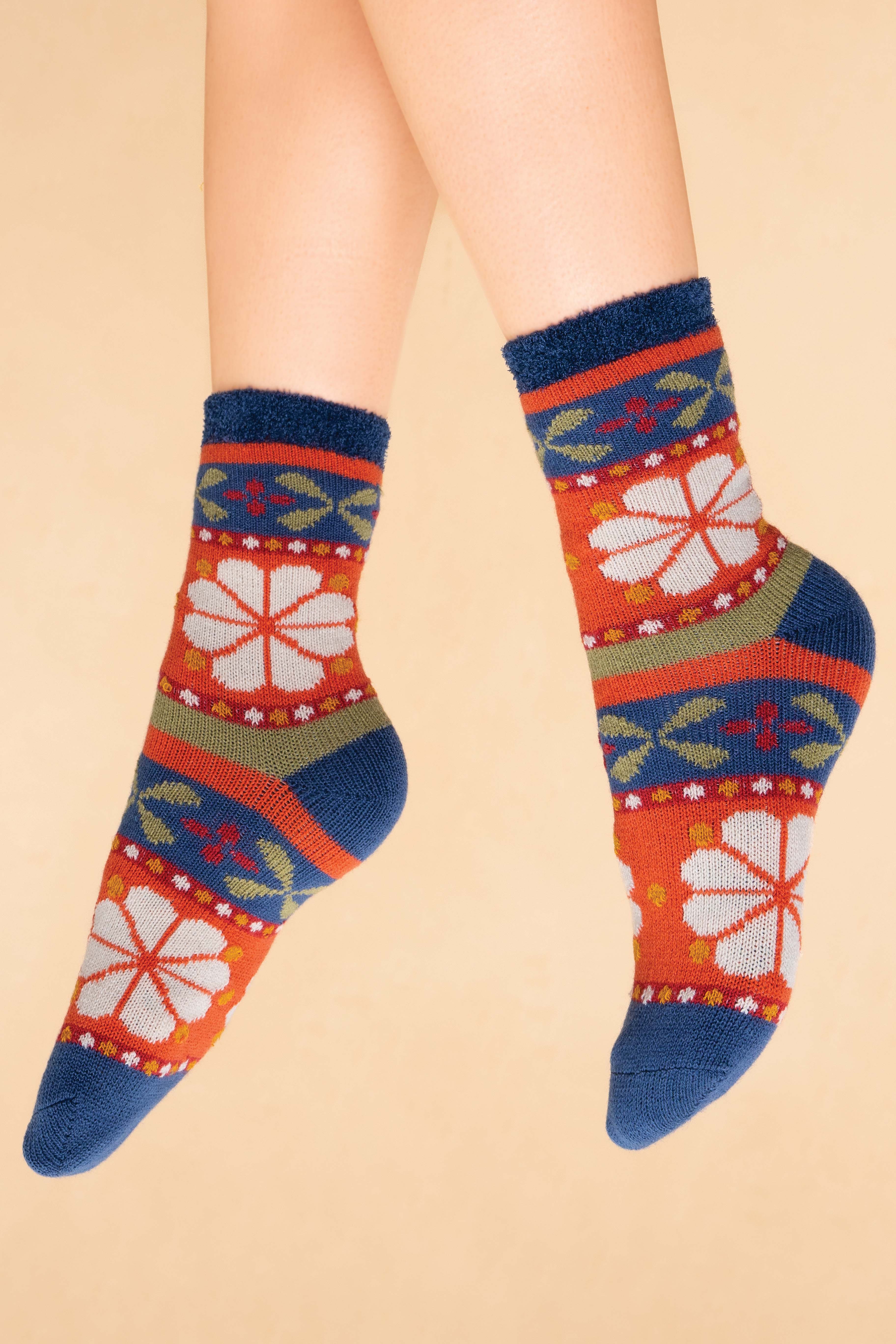 Cosy Socks, Fair Isle Tangerine