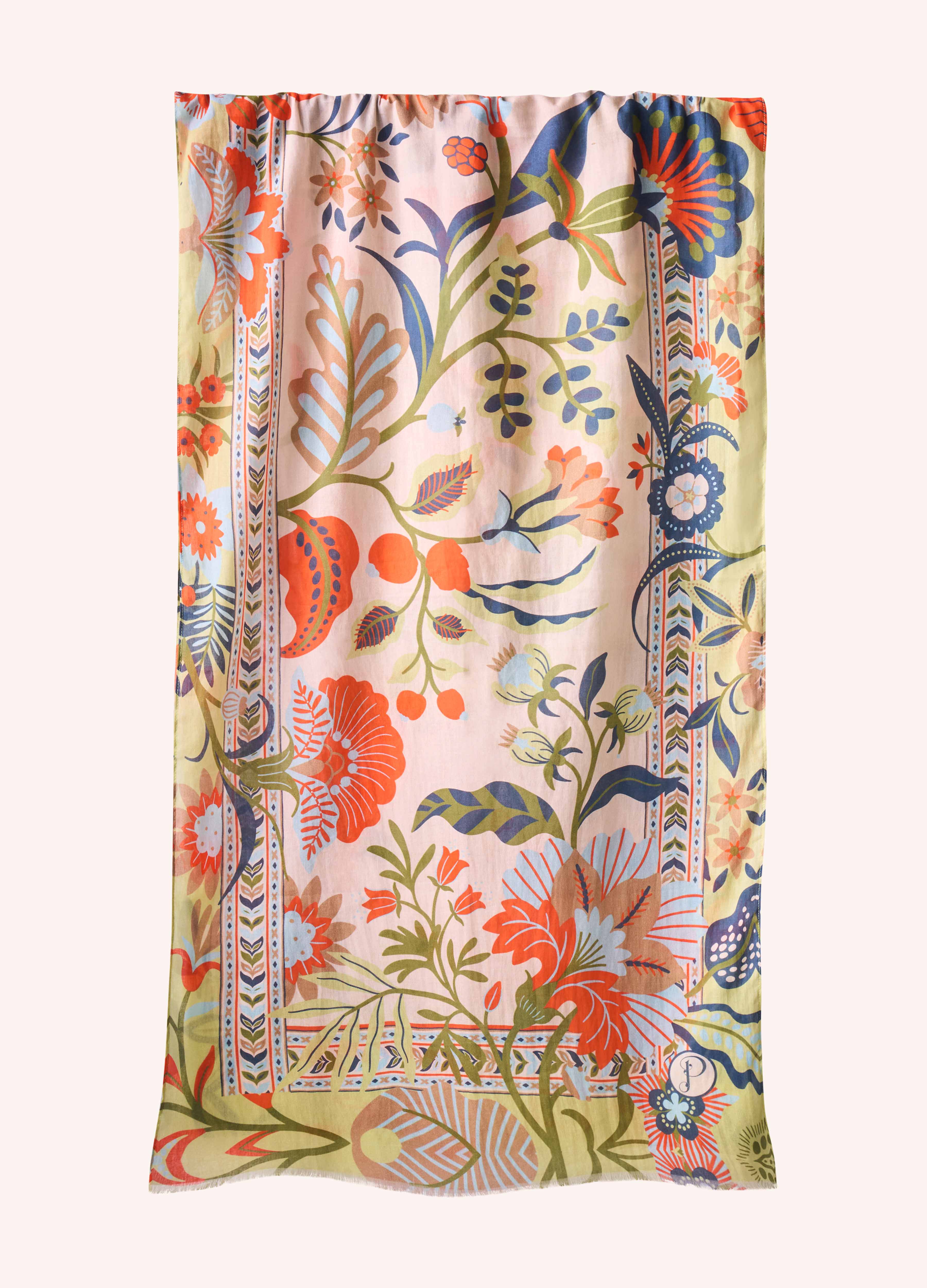 Cotton Scarf - Folky Floral - Coconut - Image 3