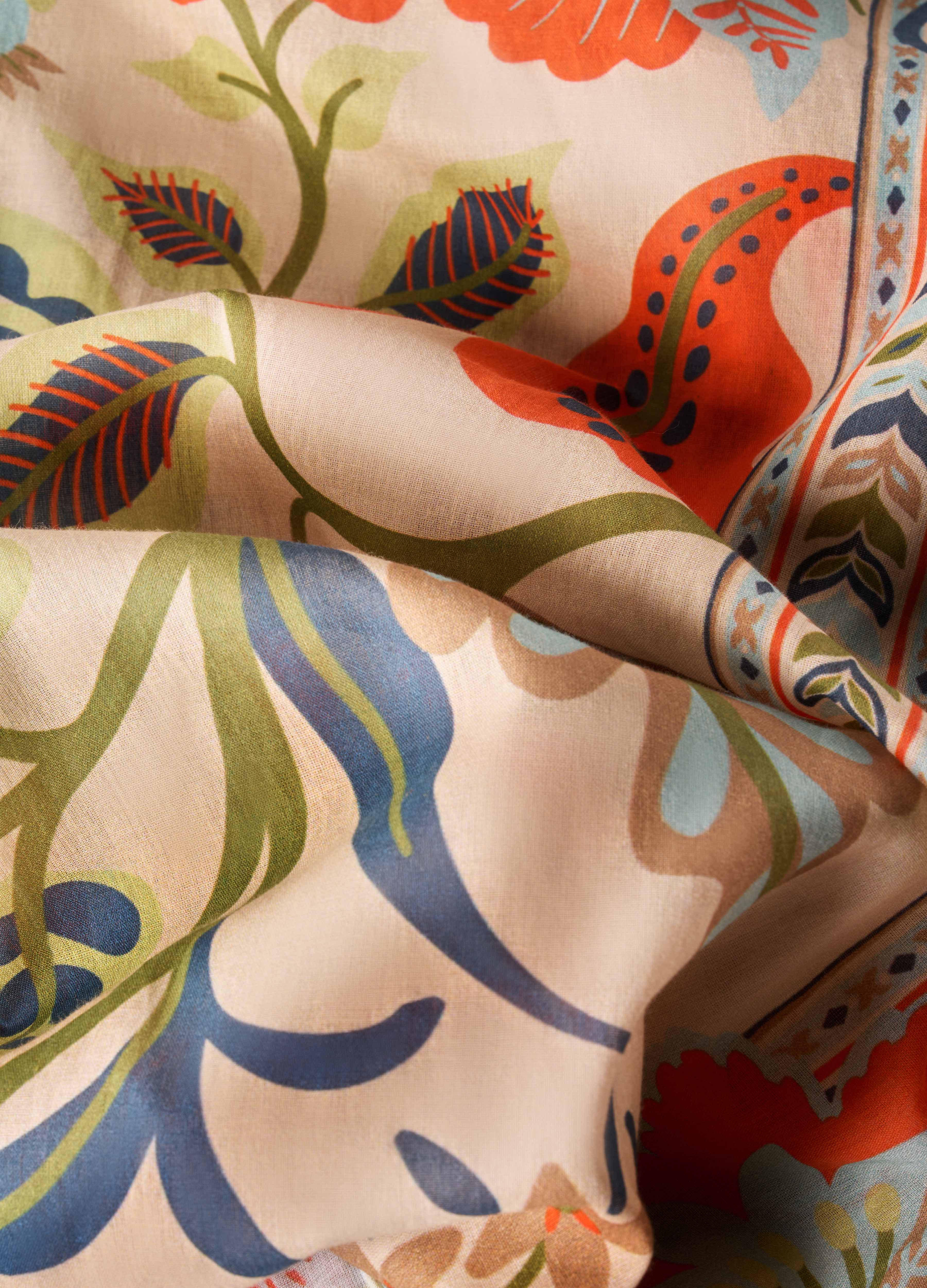 Cotton Scarf - Folky Floral - Coconut - Image 4