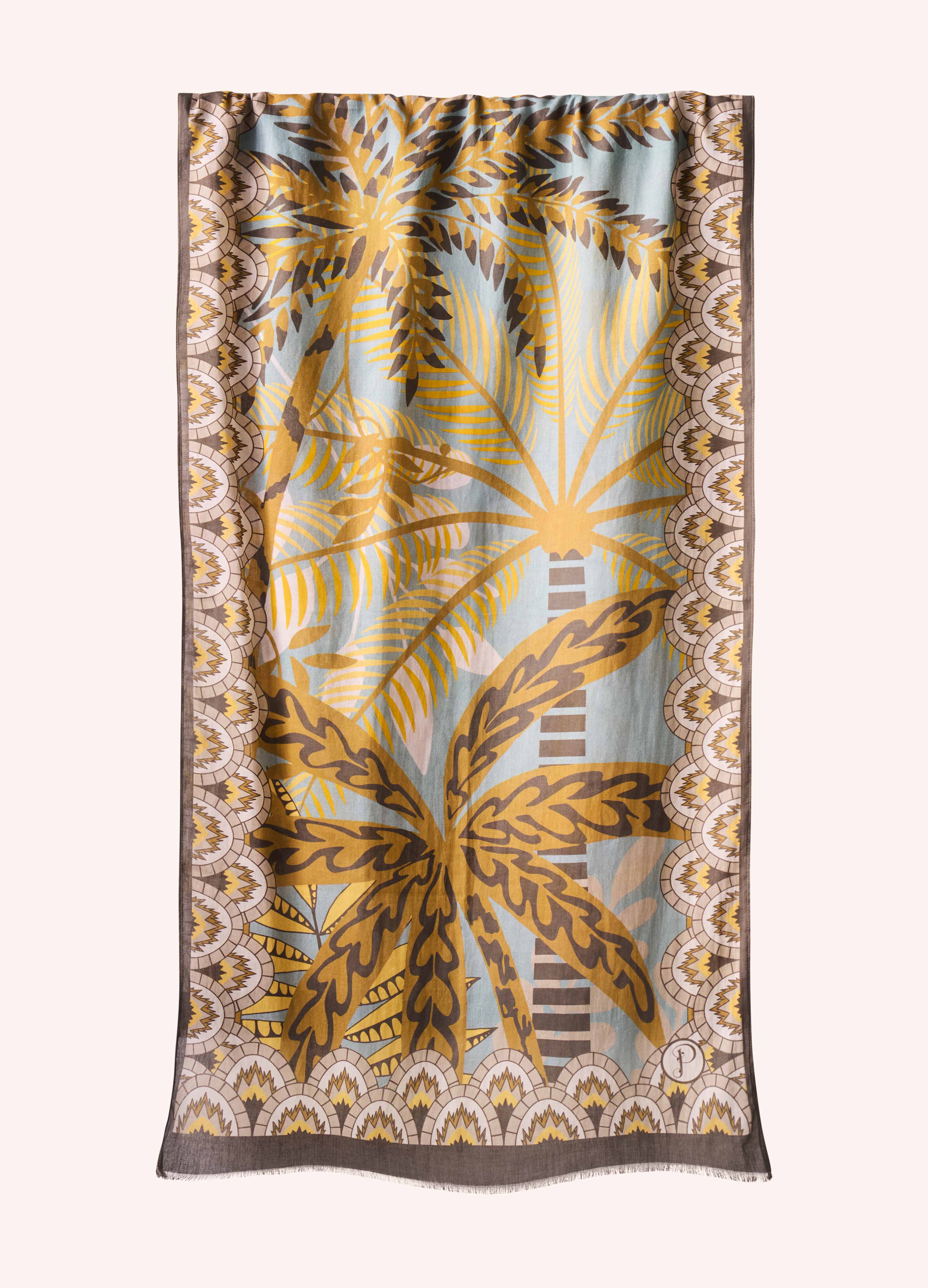 Cotton Scarf - Patterned Palms - Image 3