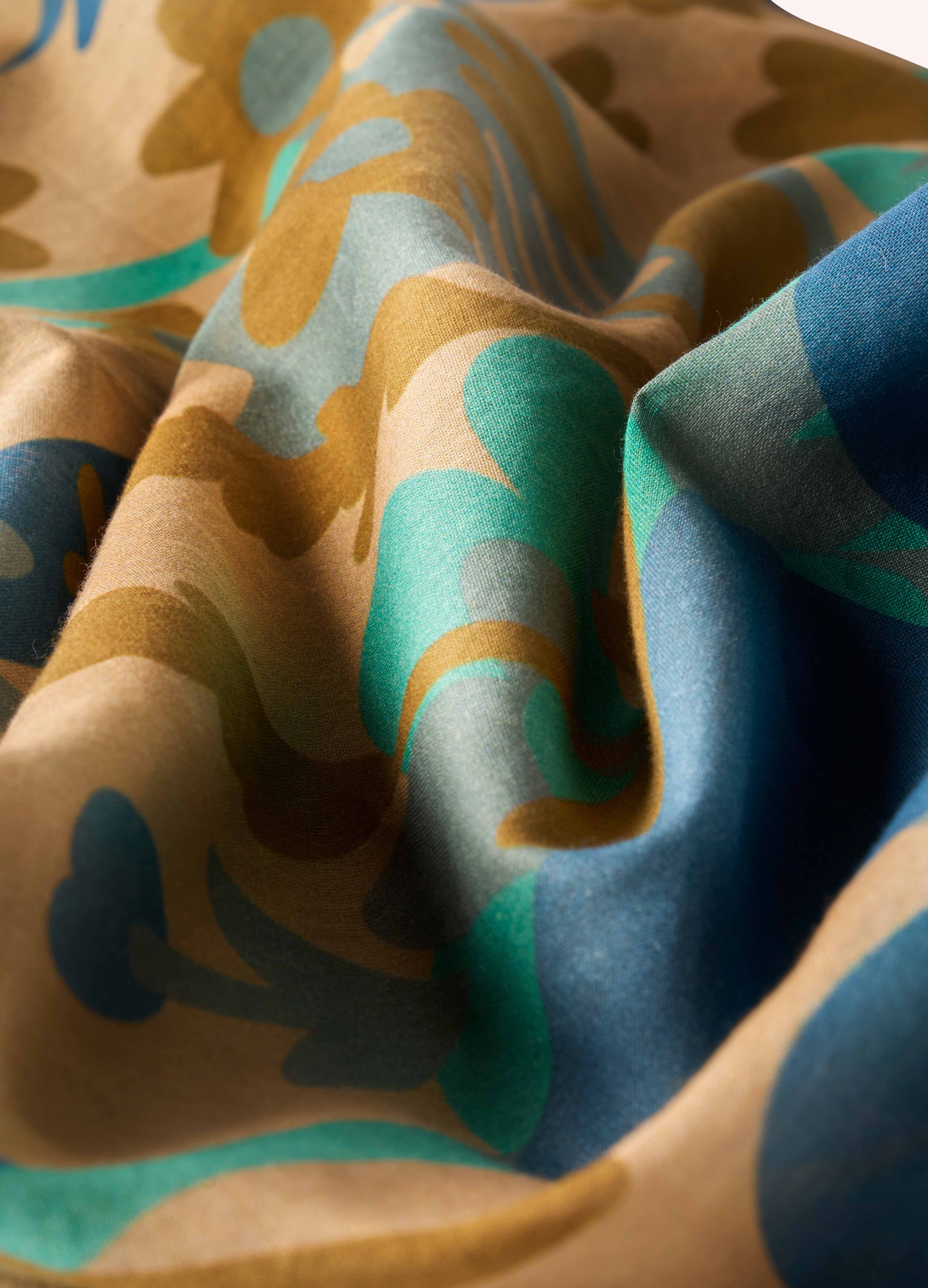 Cotton Scarf - Springtime Floral - Denim - Image 4