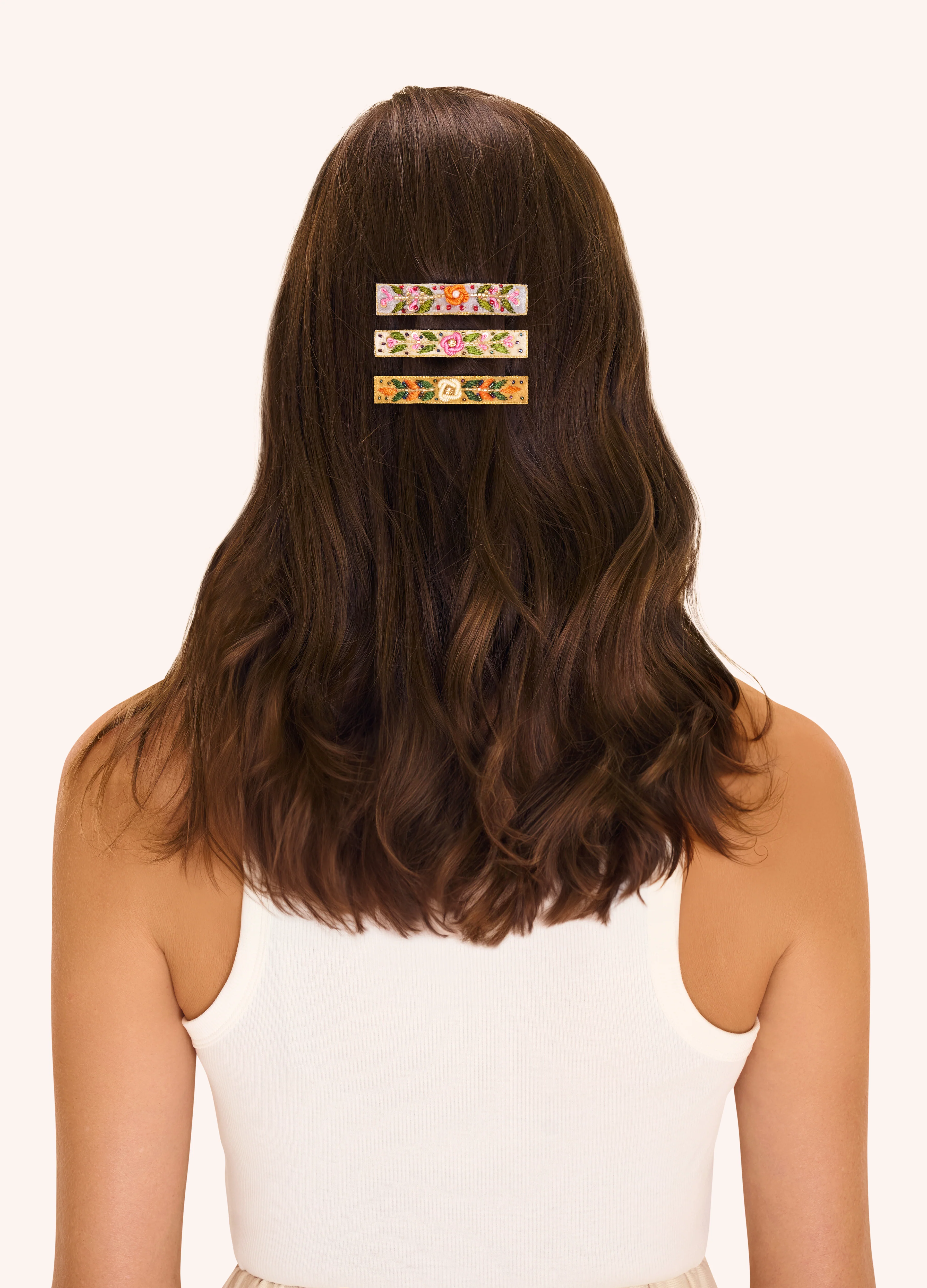 Embroidered Barette - Mint Floral Vine - Image 2