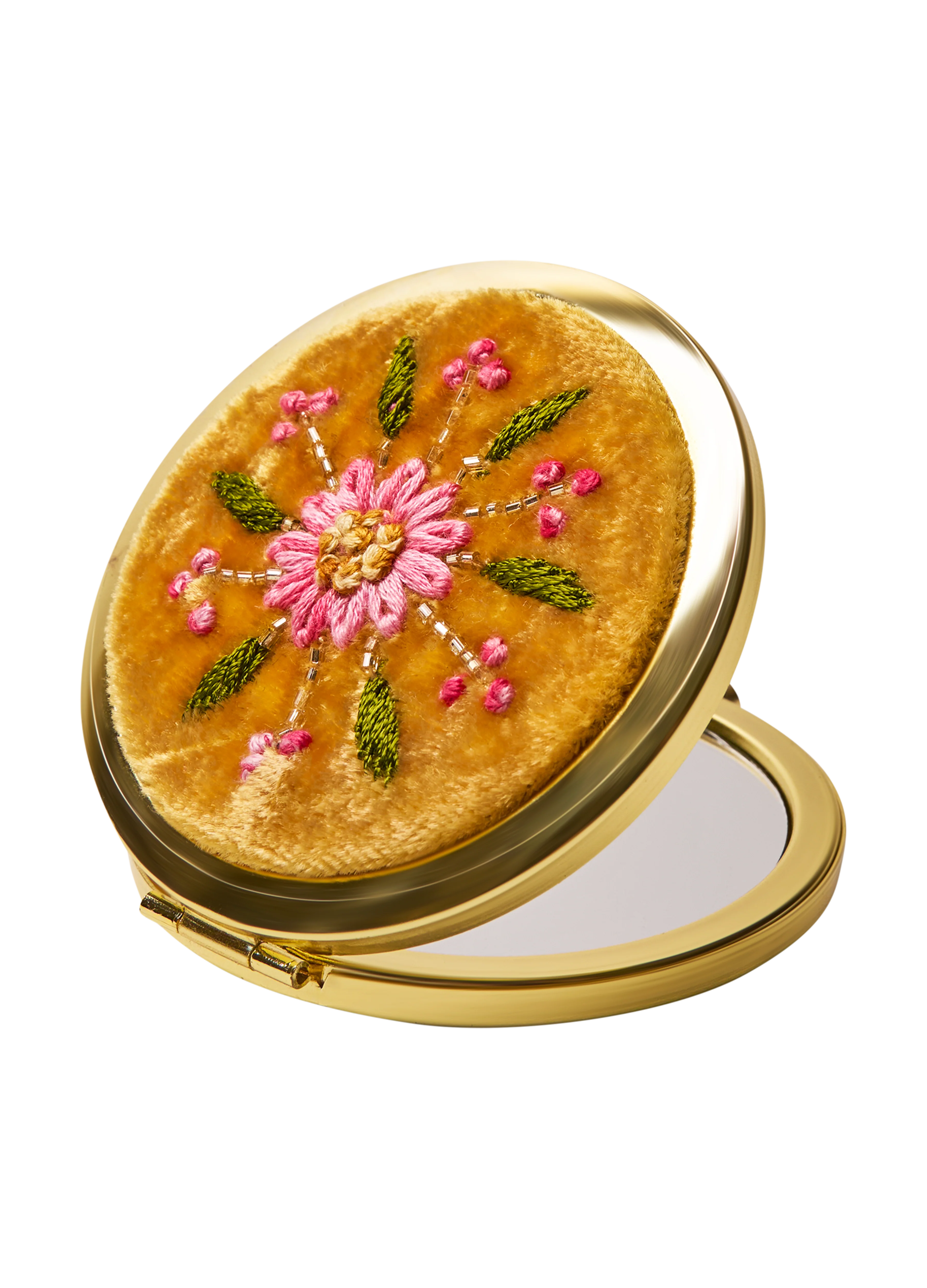 Embroidered Mirror - Mustard Flower