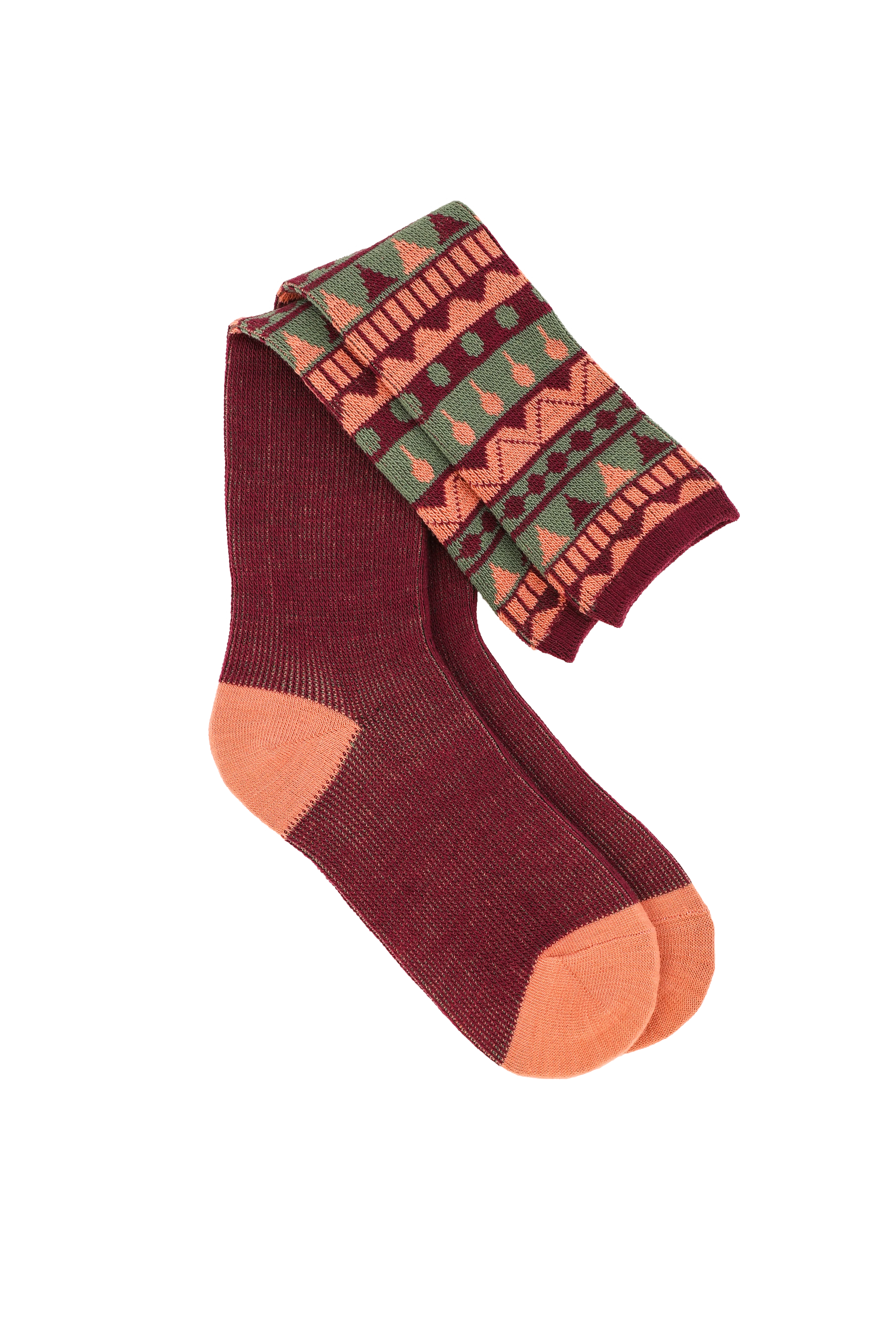 Fair Isle Triangle Boot Socks - Grape
