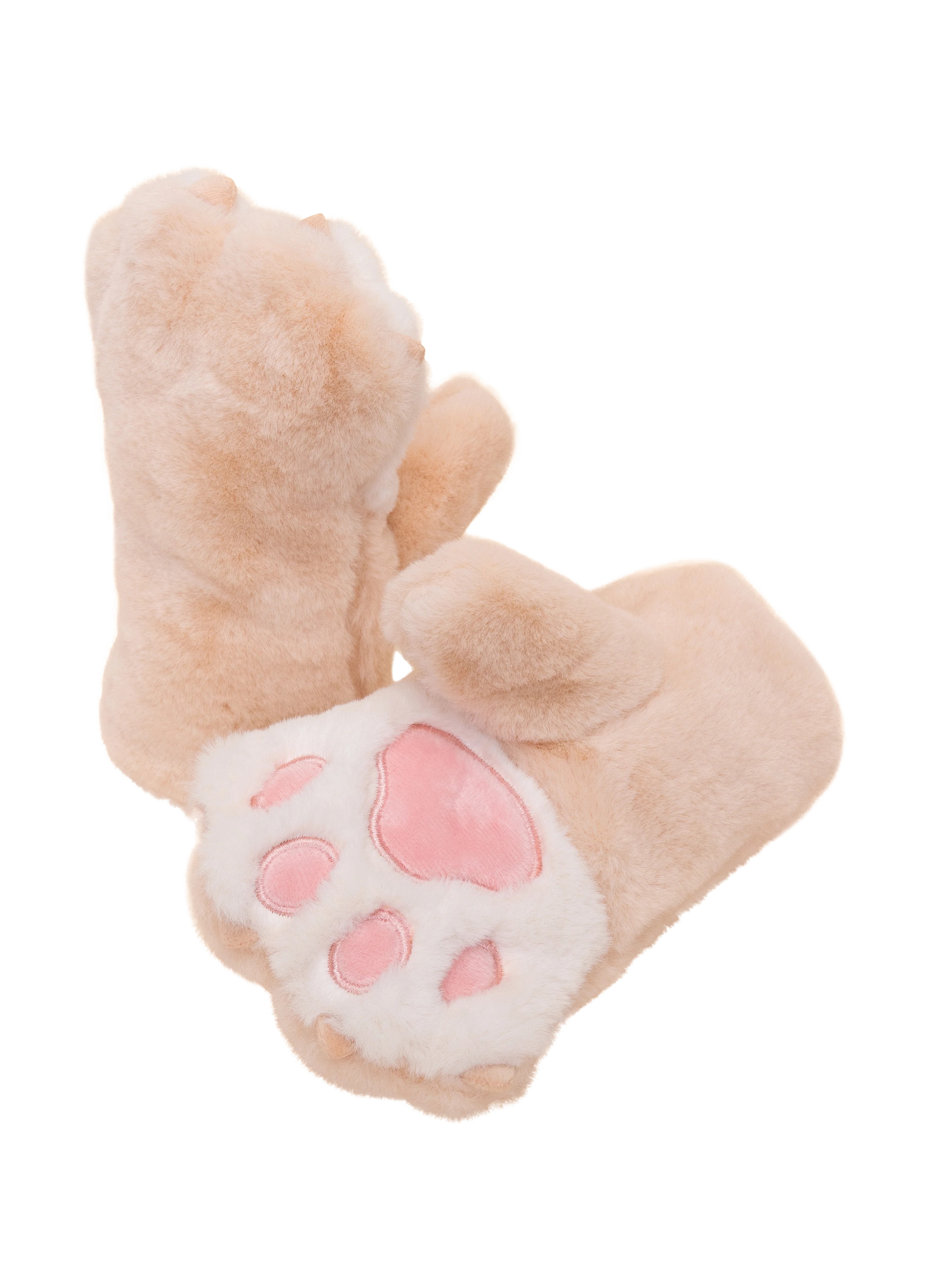 Kids Bear Paw Fluffy Mittens - Cream