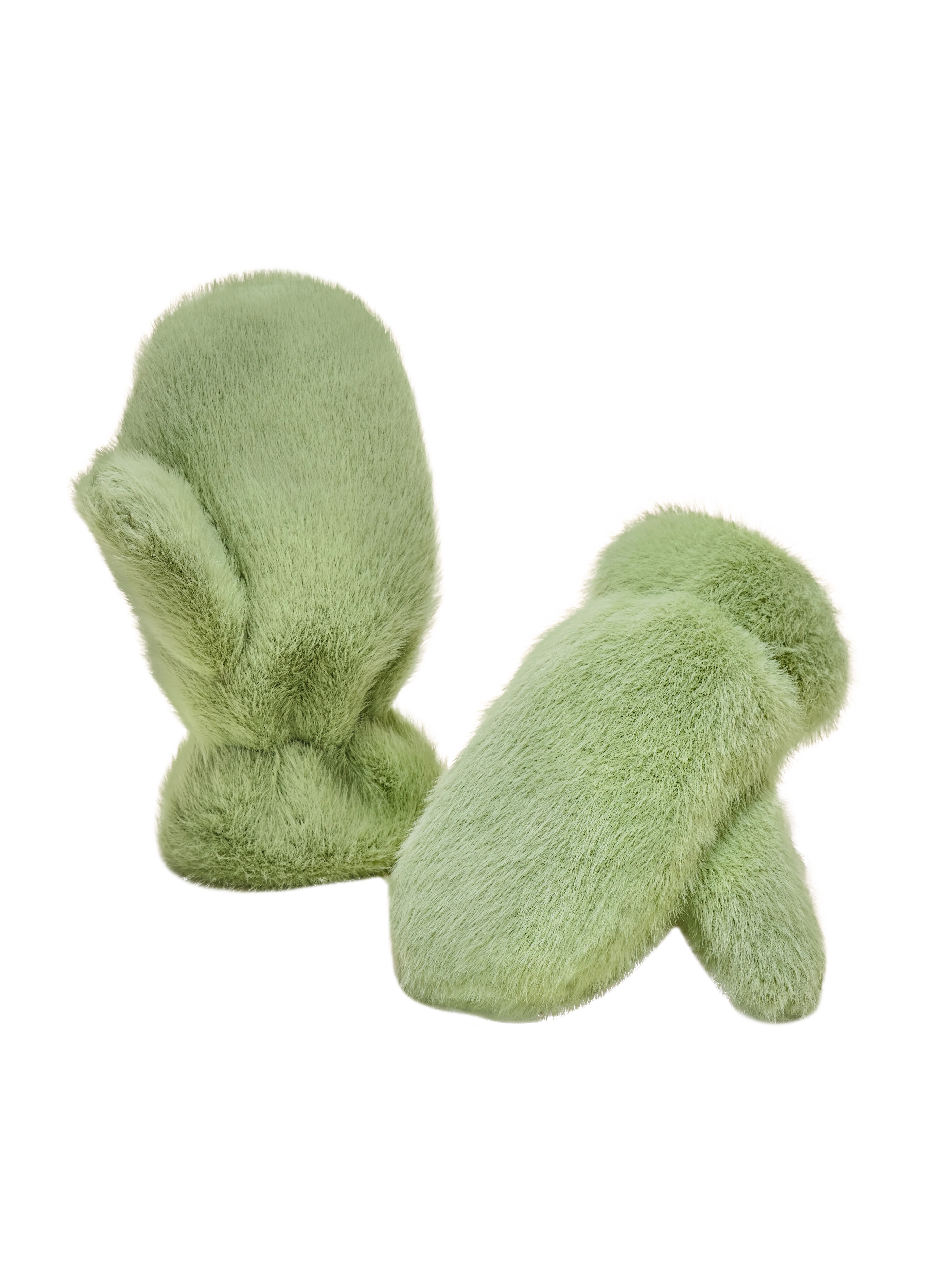 Kids Fluffy Mittens - Sage