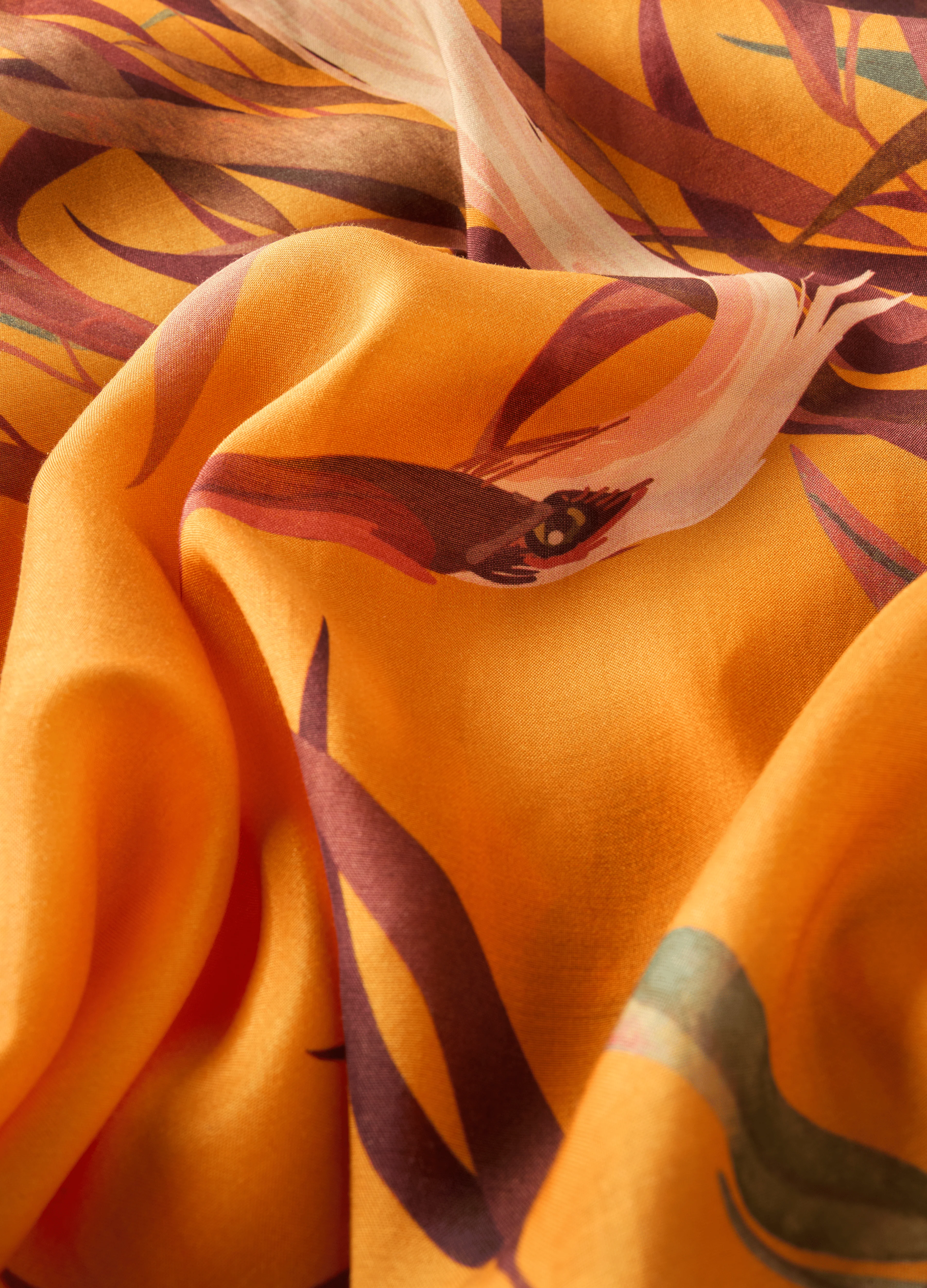 Kimono Gown - Oriental Crane - Ochre - Image 4