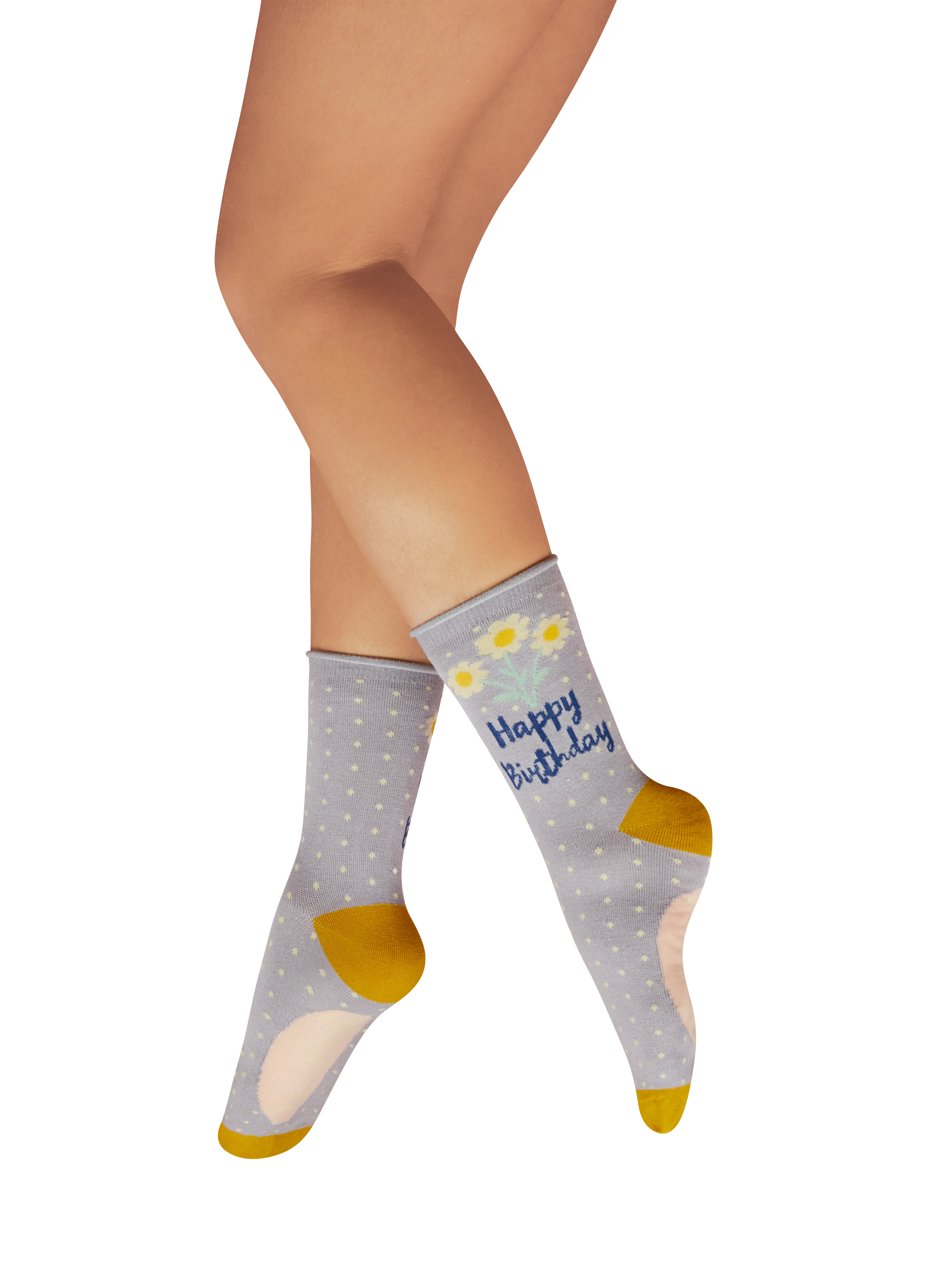 Ladies' Ankle Socks - Happy Birthday Daisies - Lilac