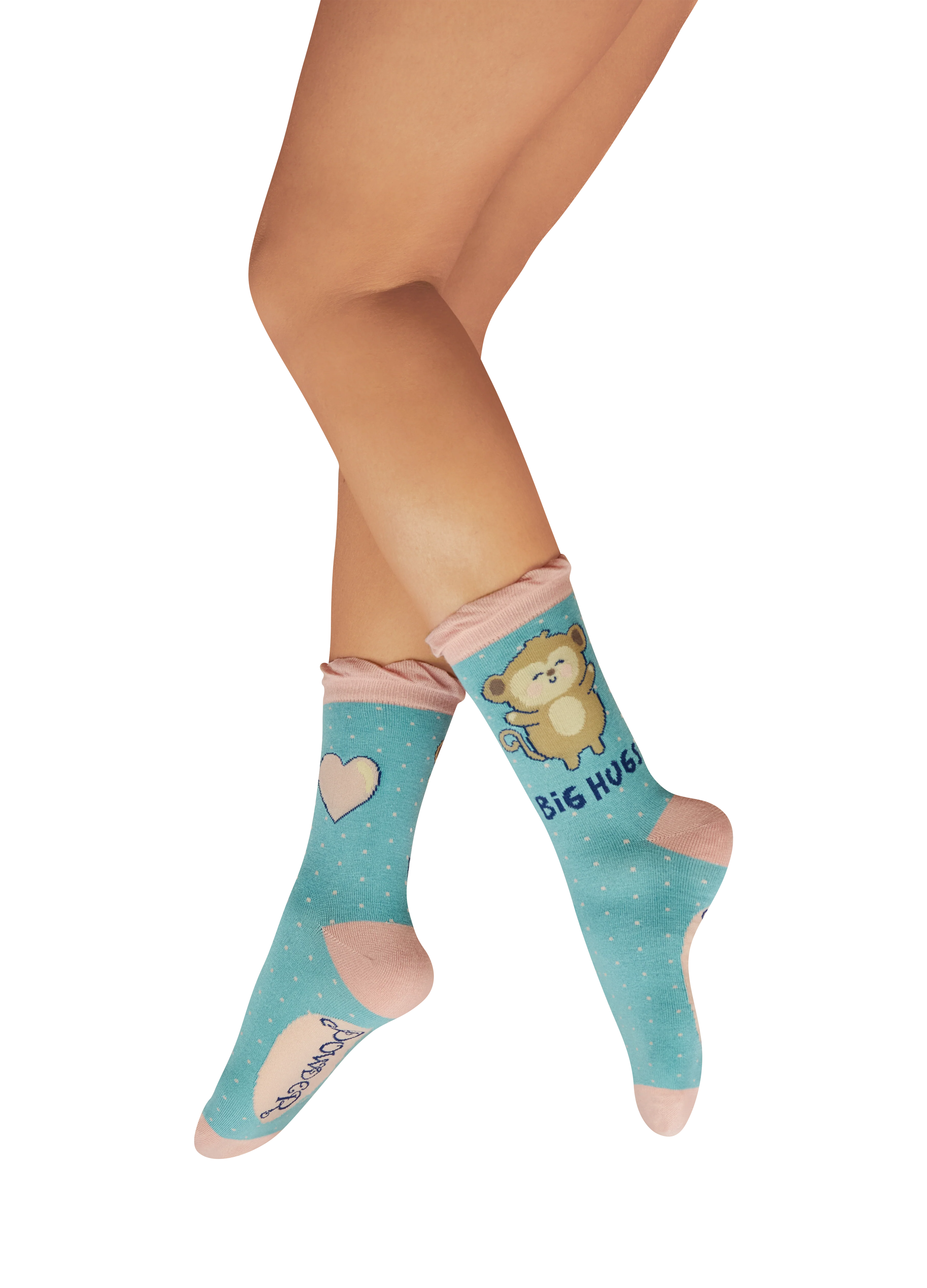 Ladies' Ankle Socks - Huggy Monkey - Aqua