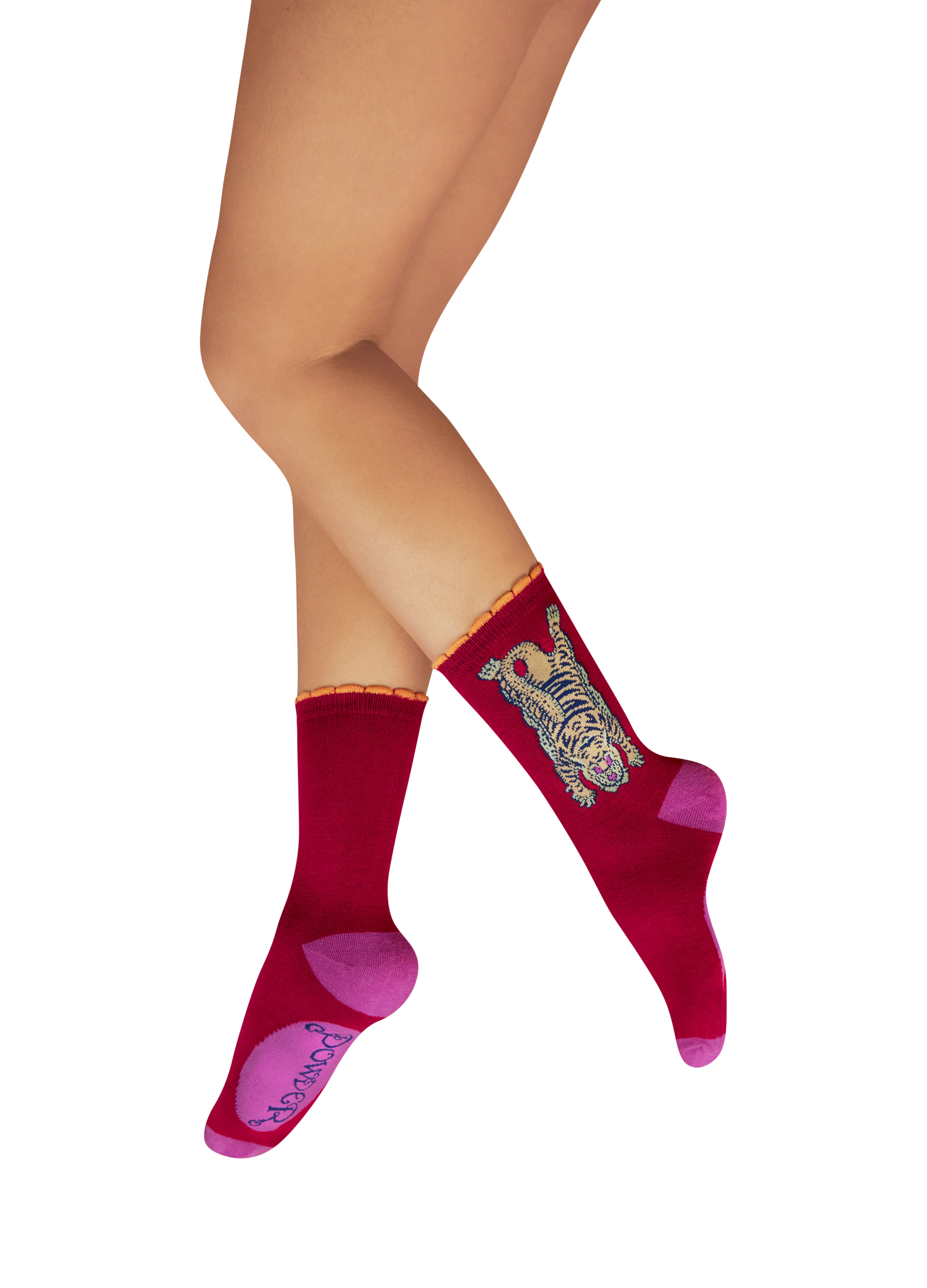 Ladies' Ankle Socks - Ikat Tiger - Fuchsia