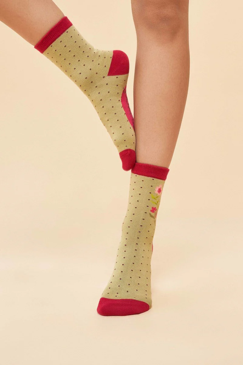 Ladybird Ankle Socks - Sage - Image 3
