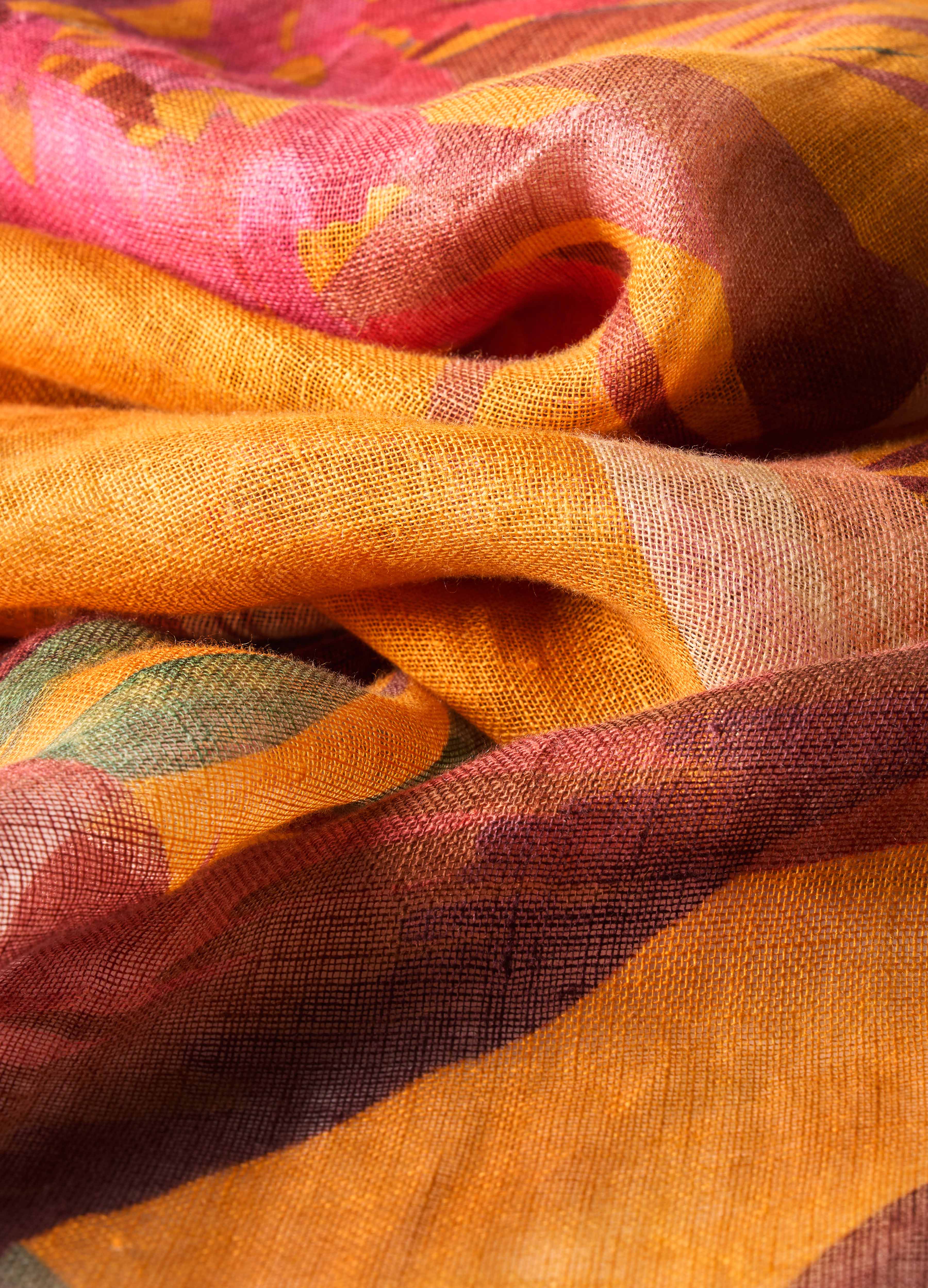 Linen/Cotton Scarf - Oriental Crane - Image 4