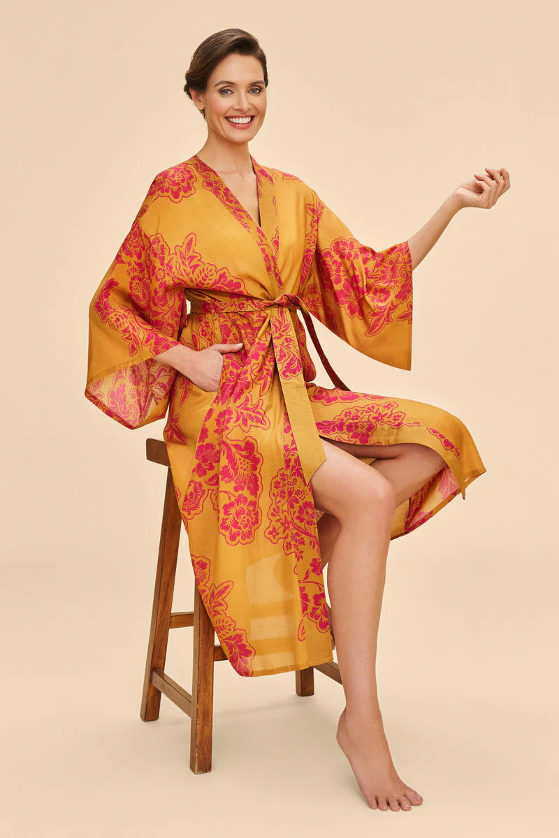 Mustard Tapestry Kimono Gown - Image 2