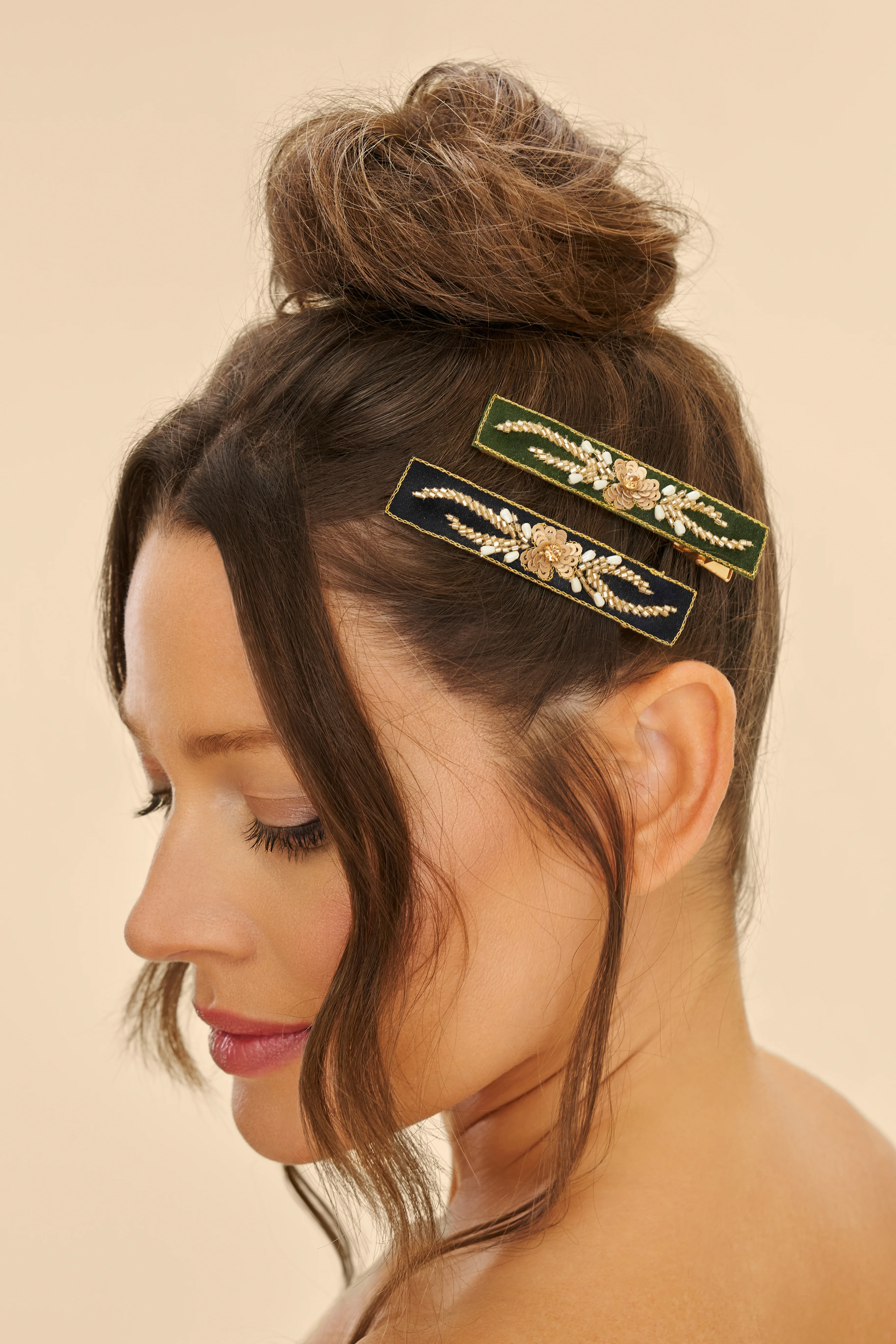 Narrow Jewelled Hair Bar (Set of 2) - Image 2