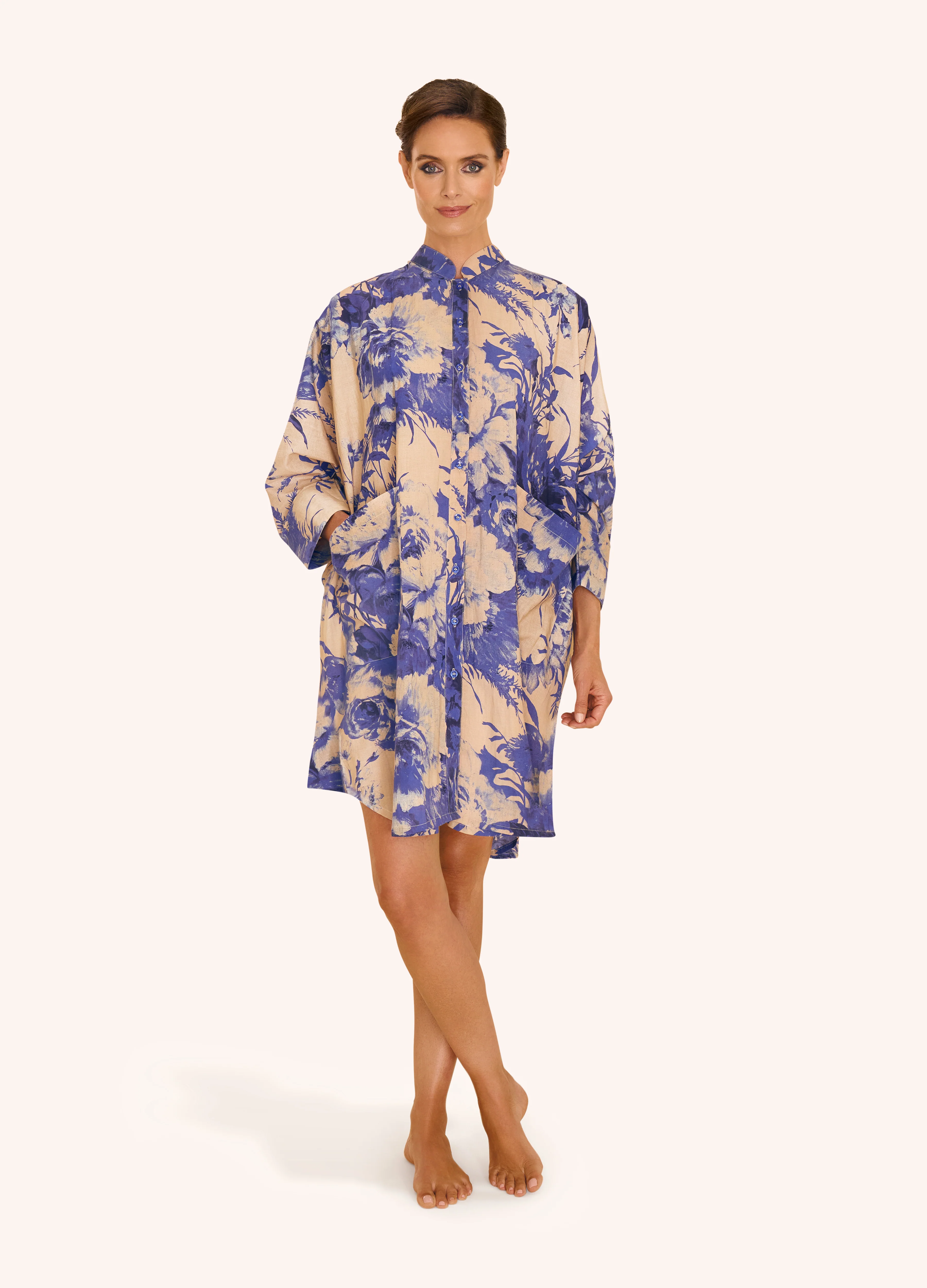 Oversized Shirt Dress - China Blue Blooms - Image 2