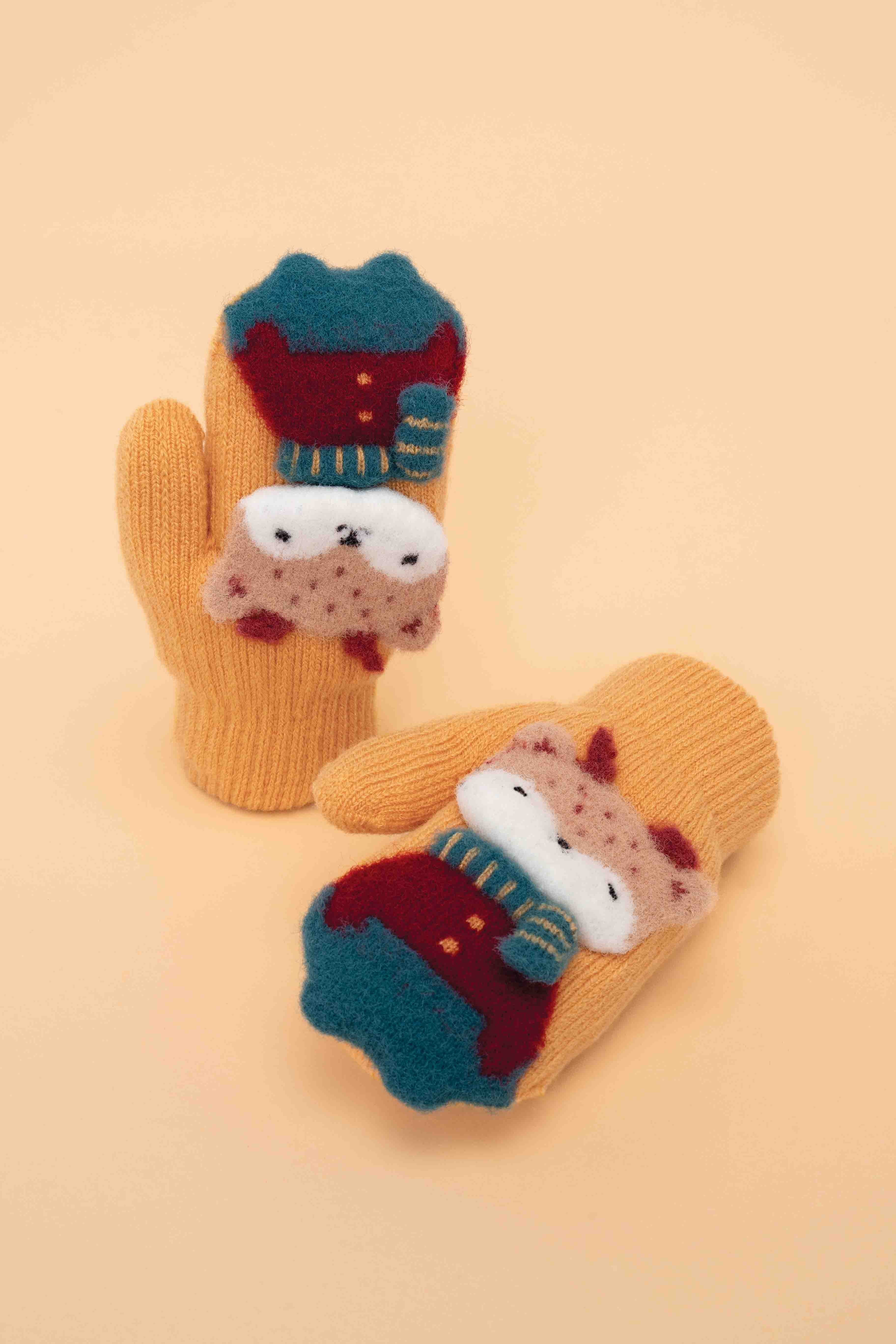 Powder Pals Reindeer Mittens - Mustard
