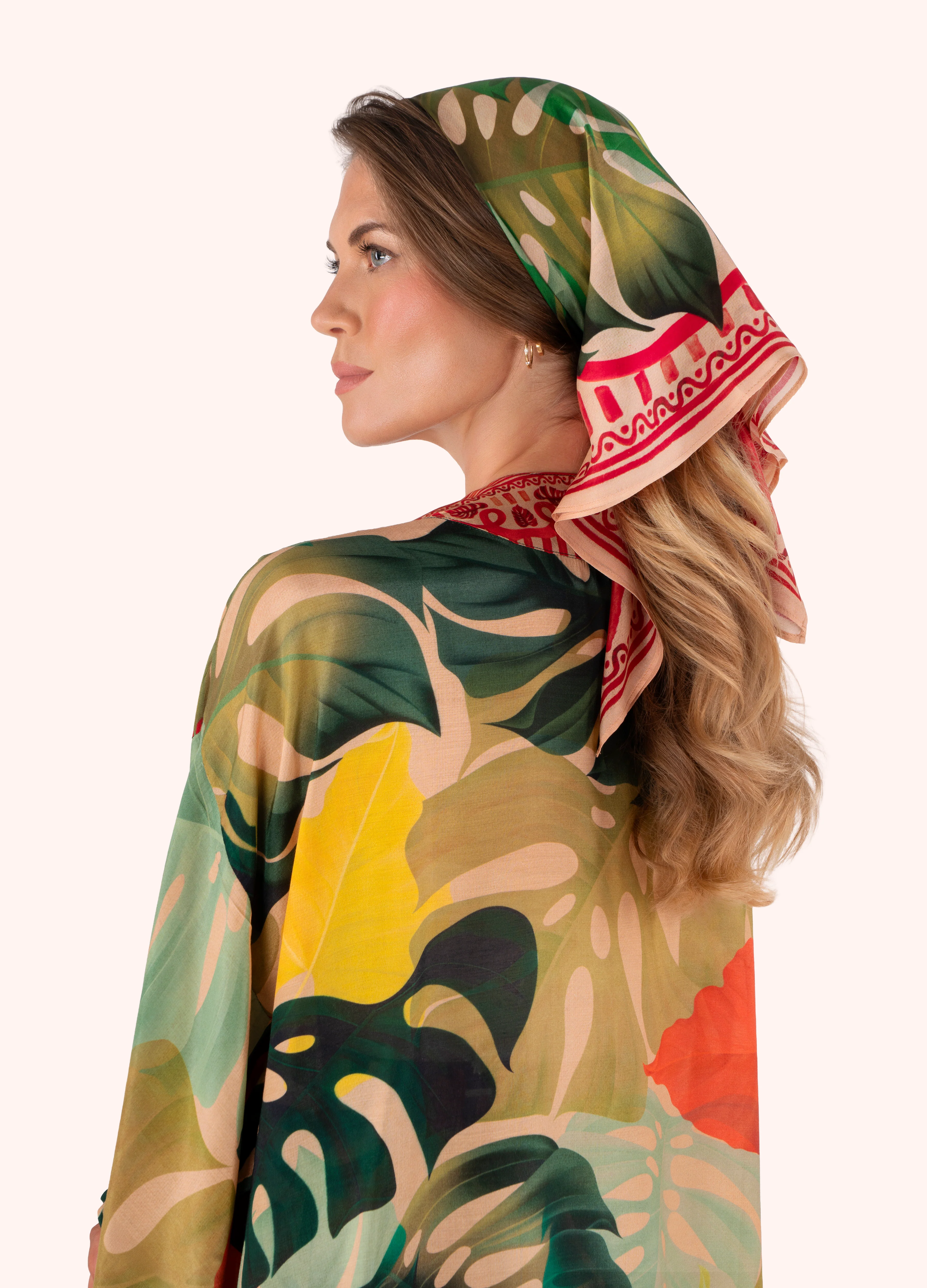 100% Silk Scarf - Exotic Leaves - Image 2
