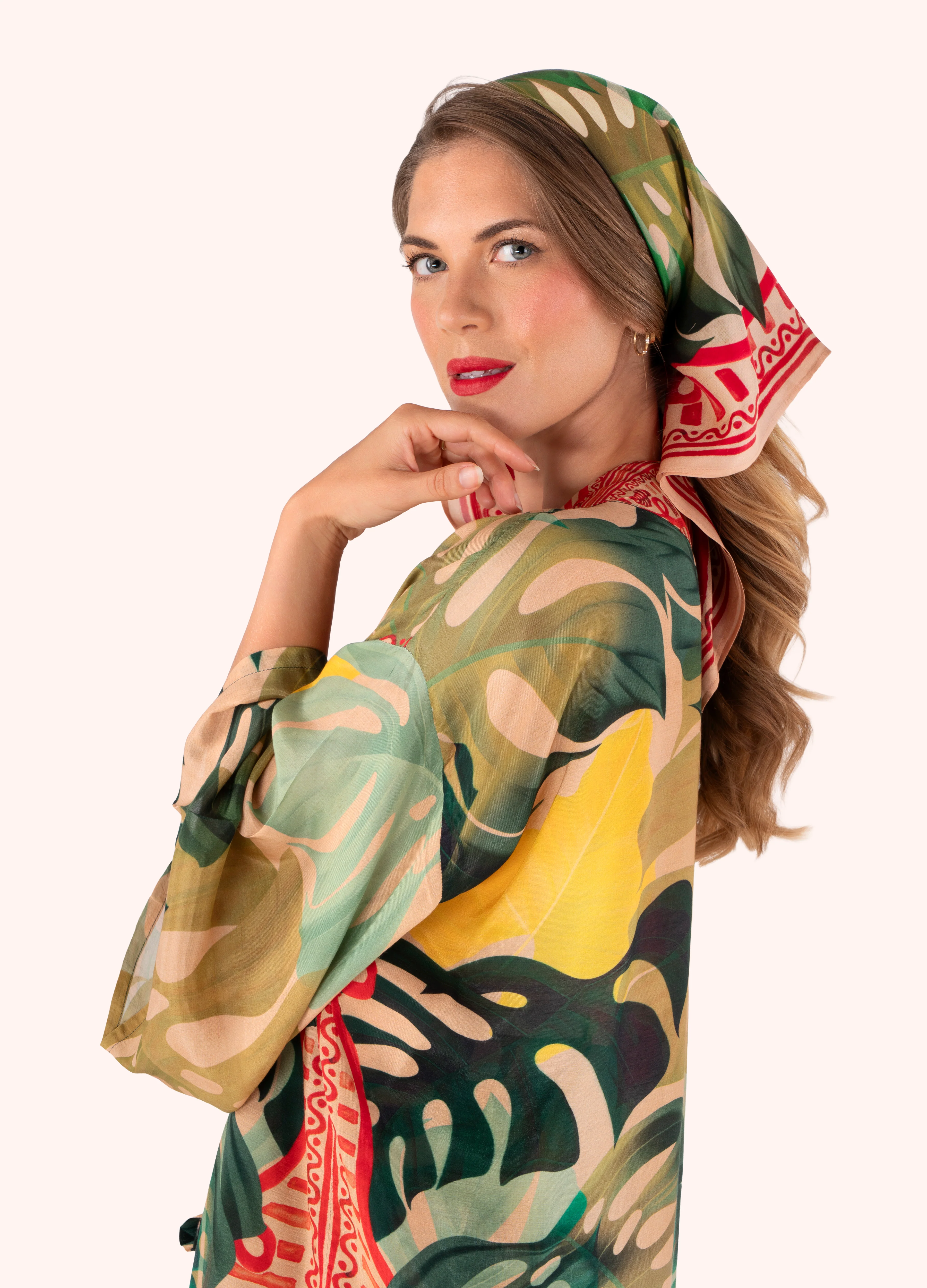 100% Silk Scarf - Exotic Leaves - Image 3