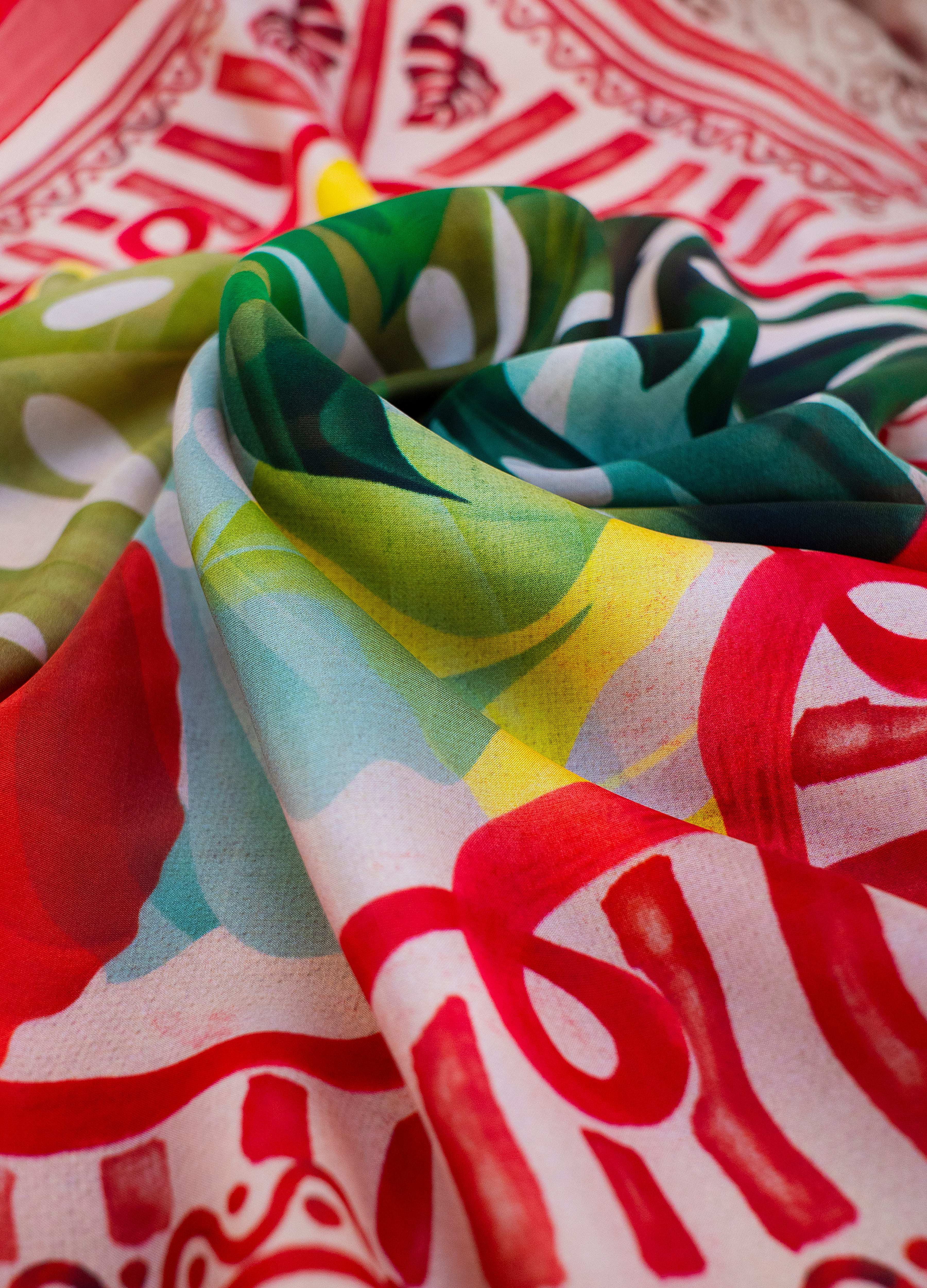 100% Silk Scarf - Exotic Leaves - Image 4