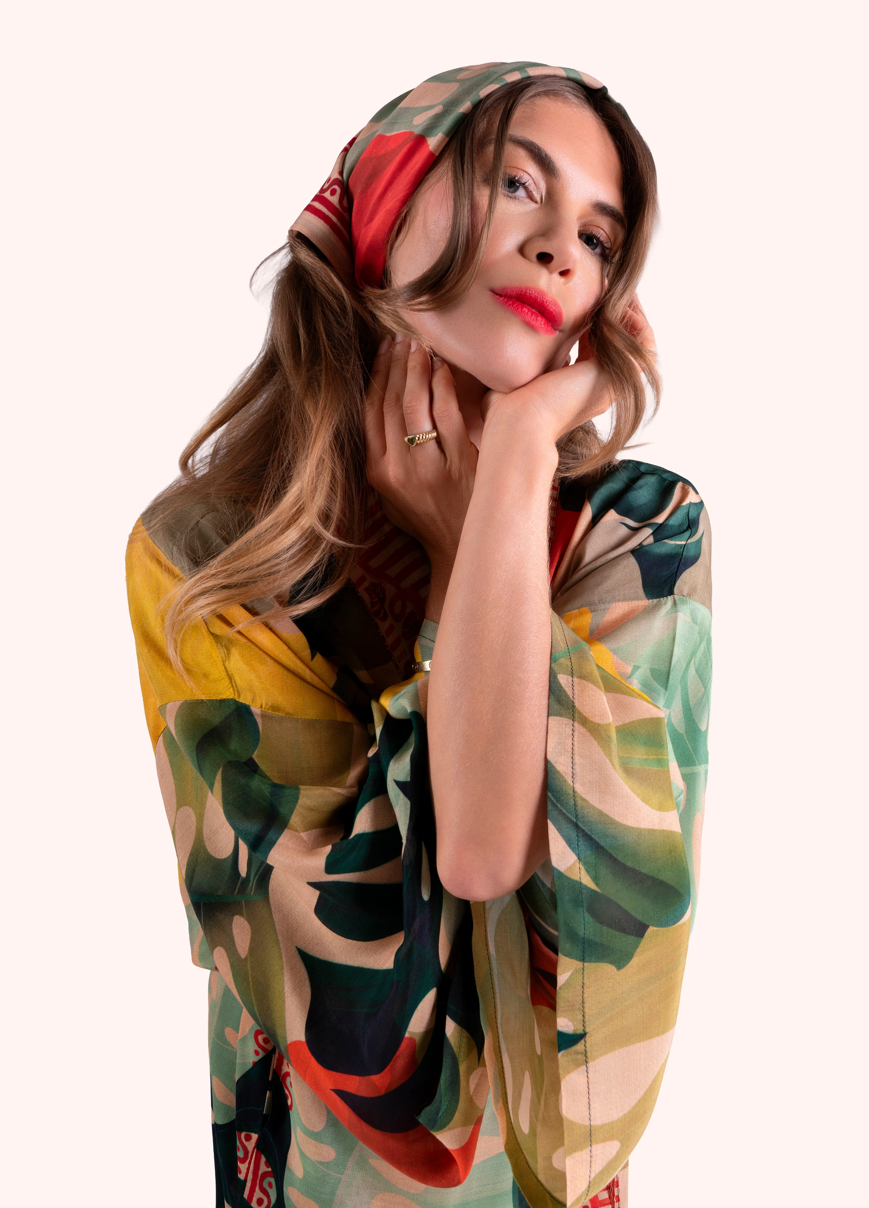 100% Silk Scarf - Exotic Leaves - Image 6