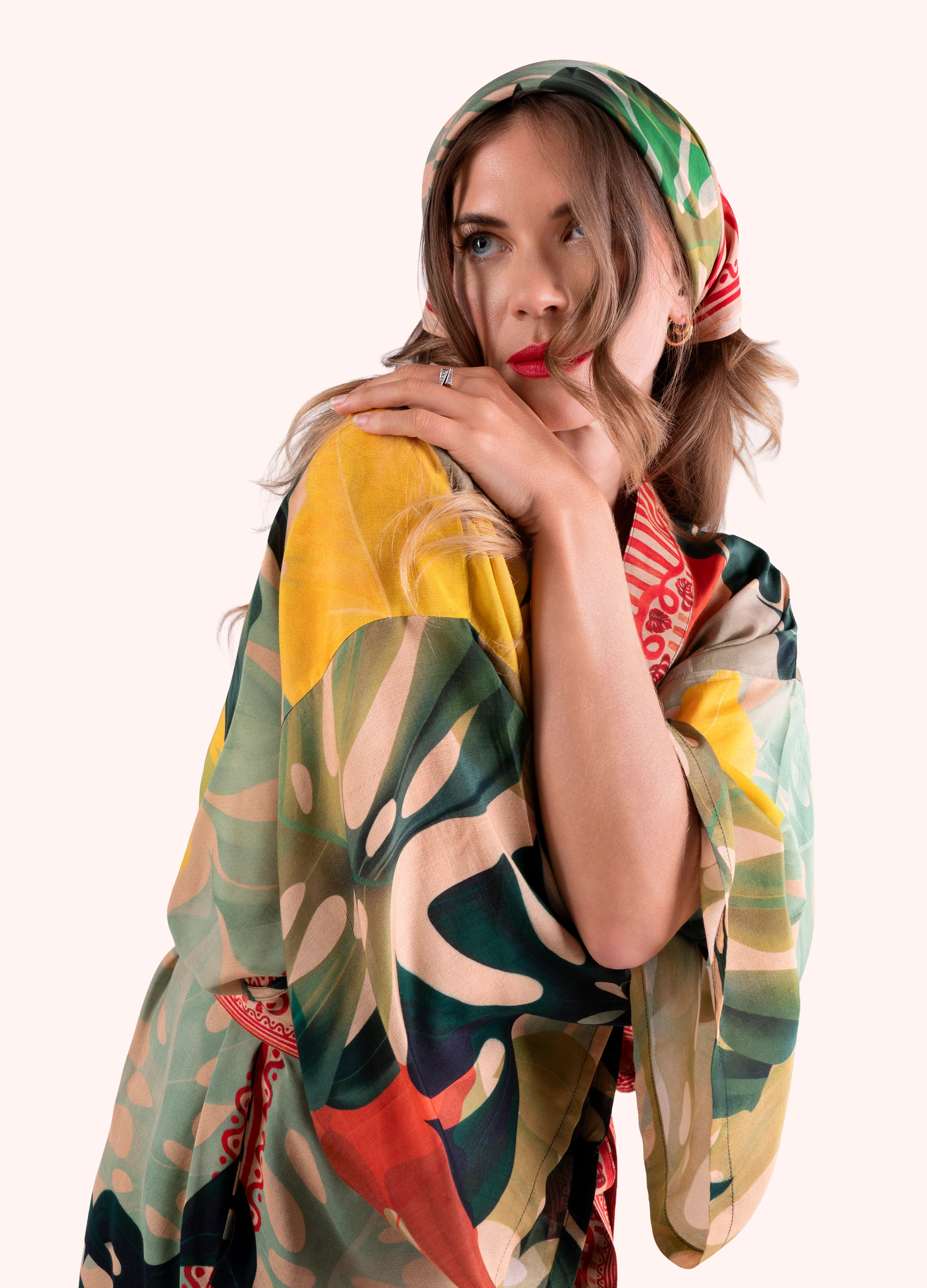 100% Silk Scarf - Exotic Leaves - Image 8