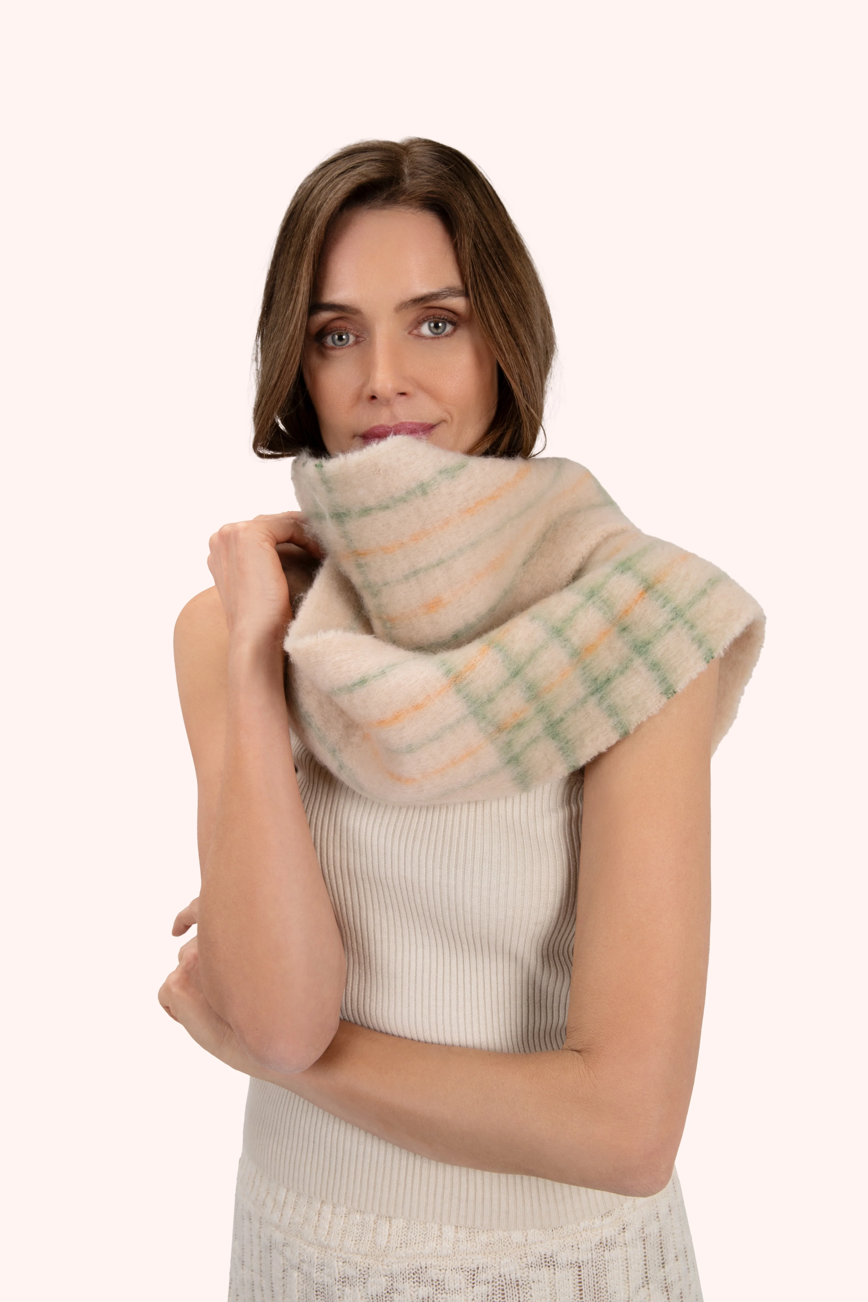 Angelica Cosy Scarf - Cream & Sage - Image 2