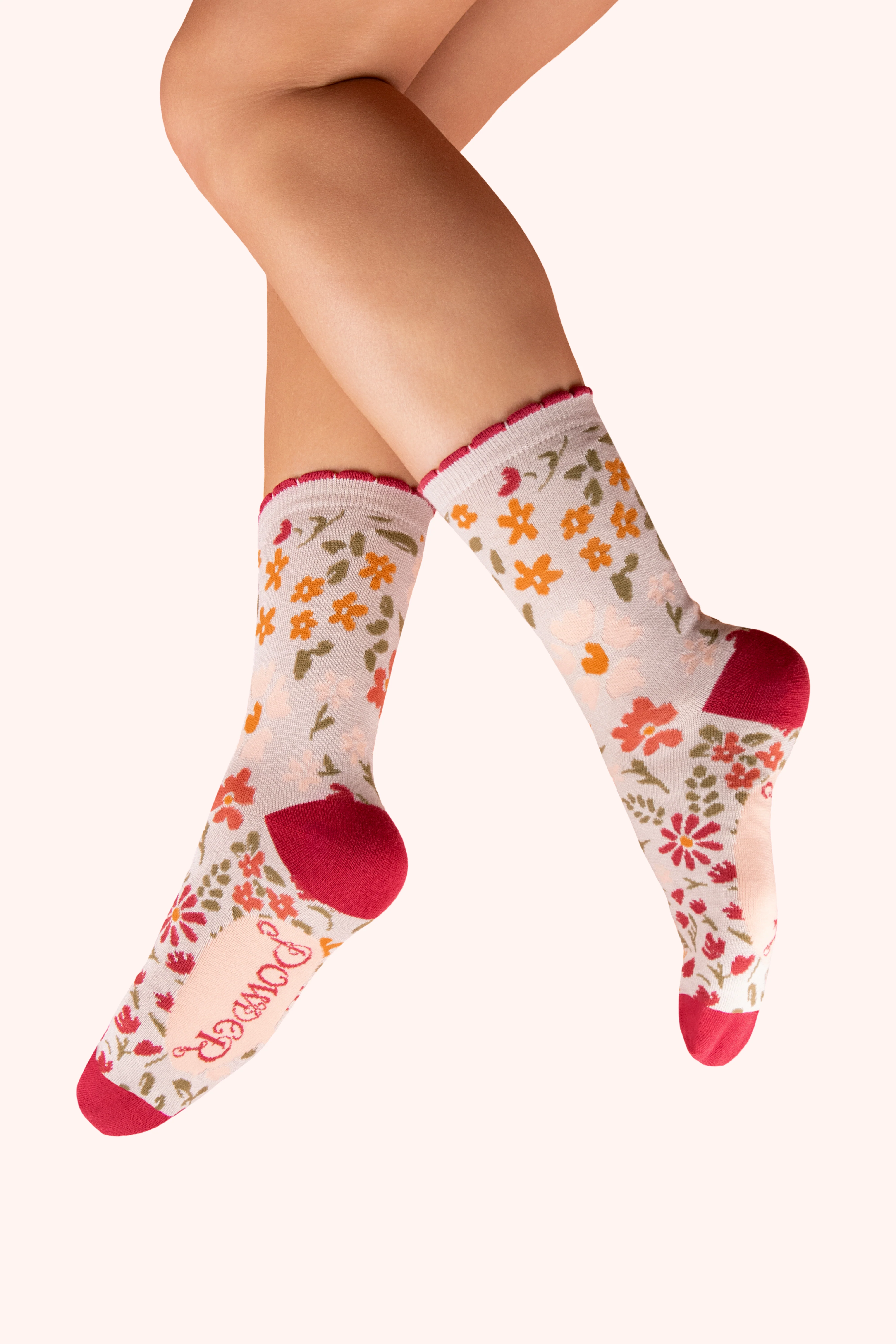 Ankle Socks - Flower Meadow, Cream