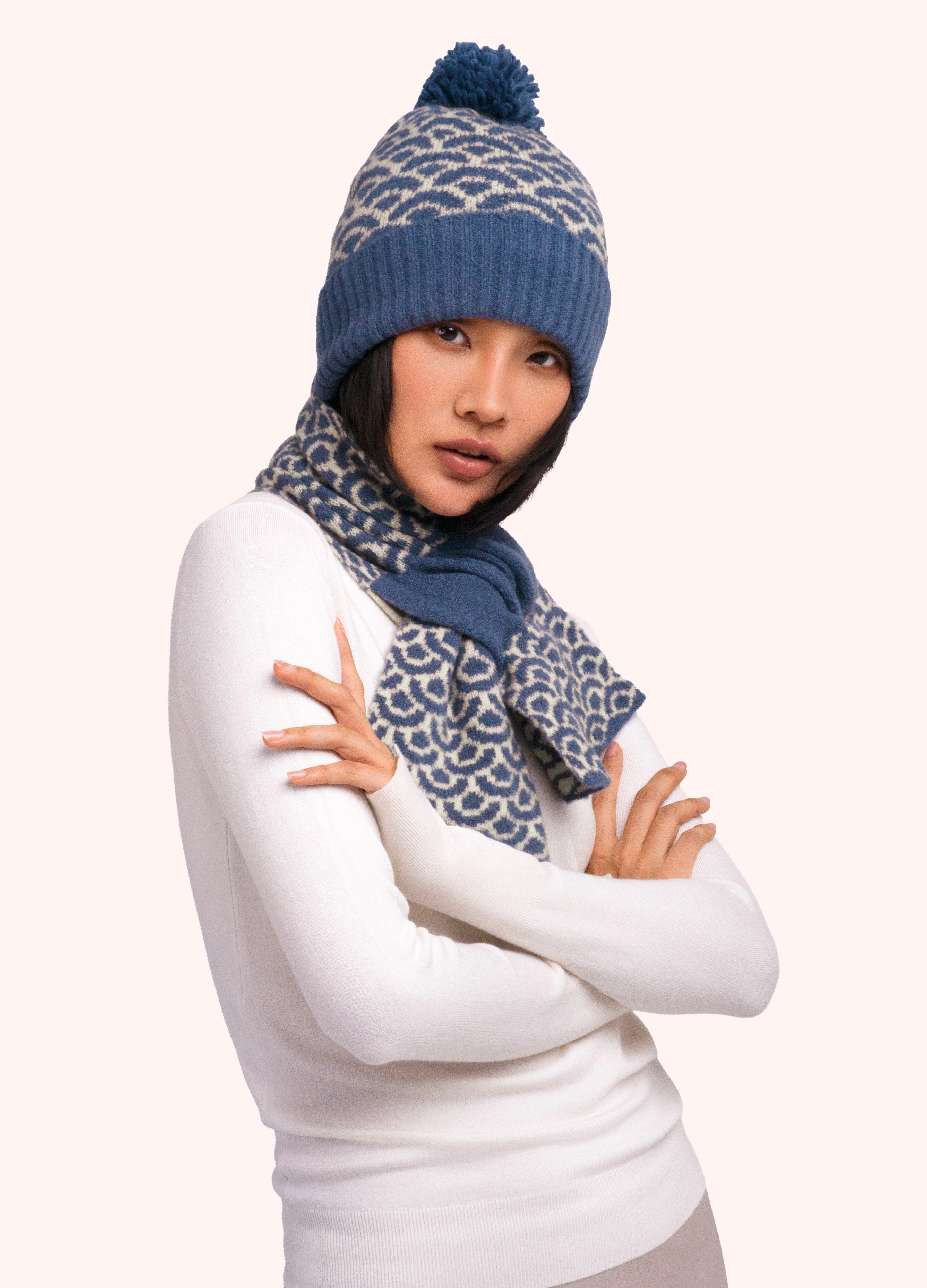 *AW26* Agatha Pompom Hat, Denim Mix