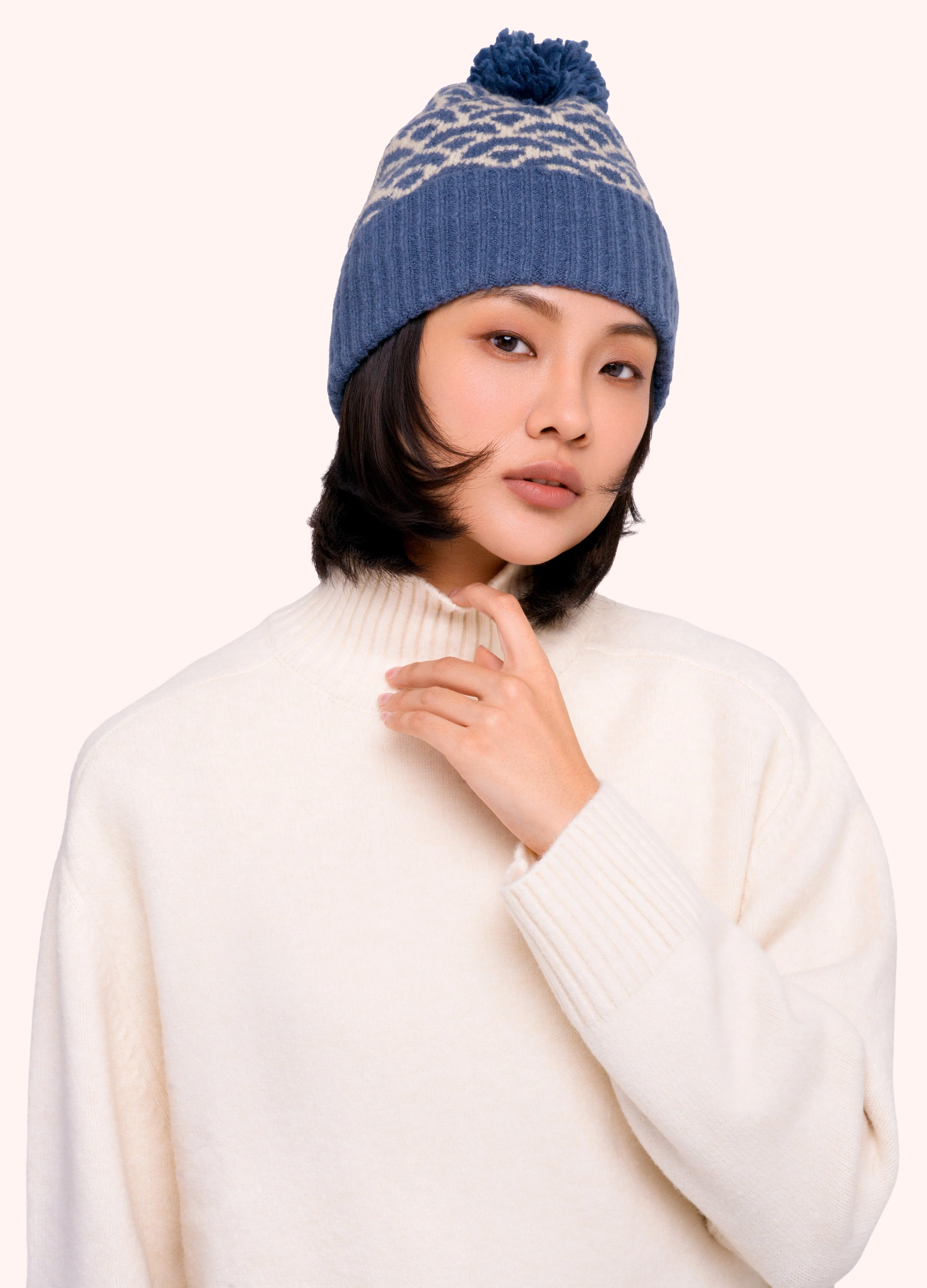 *AW26* Agatha Pompom Hat, Denim Mix - Image 3