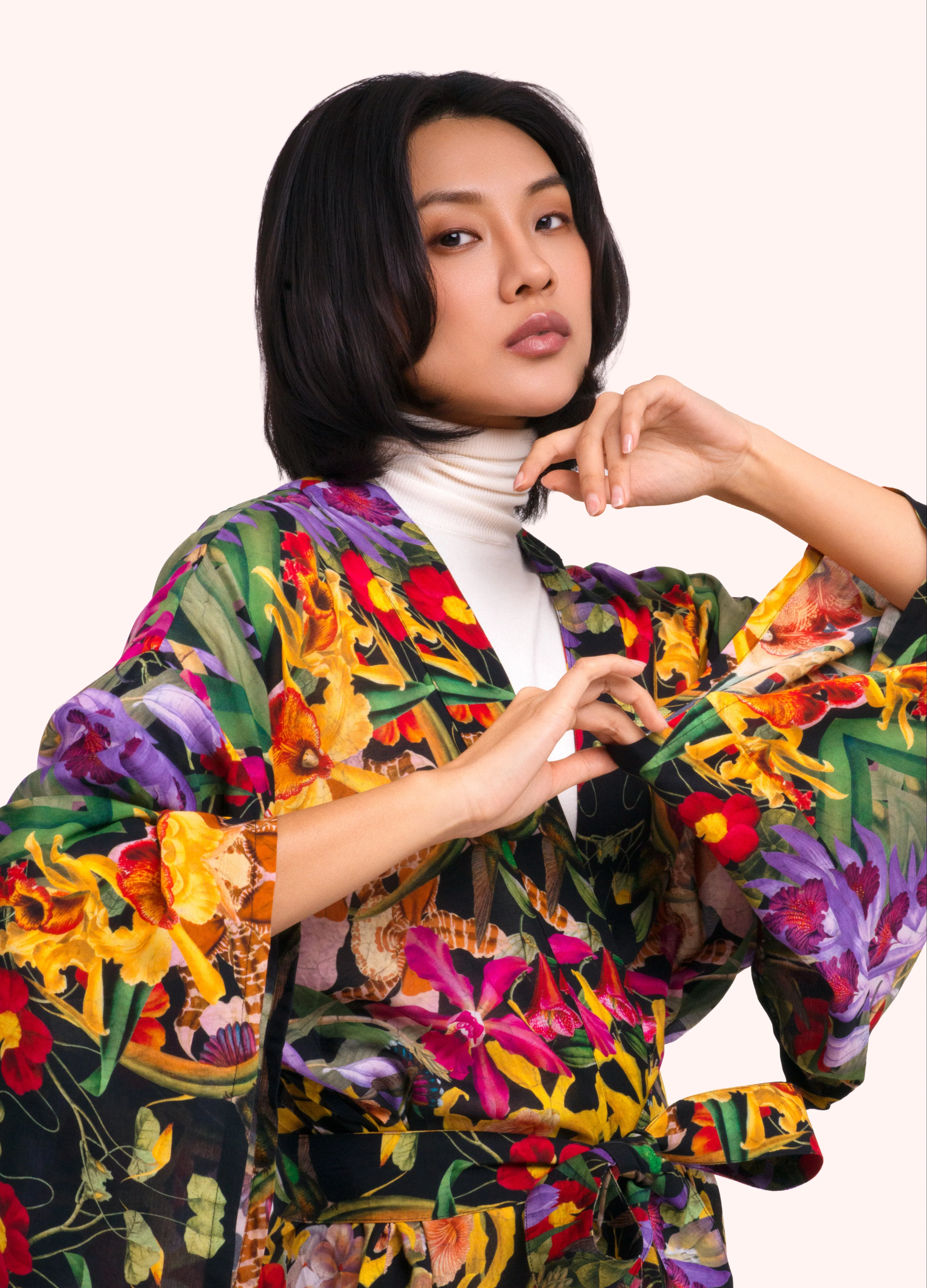 *AW26* Botanical Kaleidoscope Long Kimono Gown - Image 3
