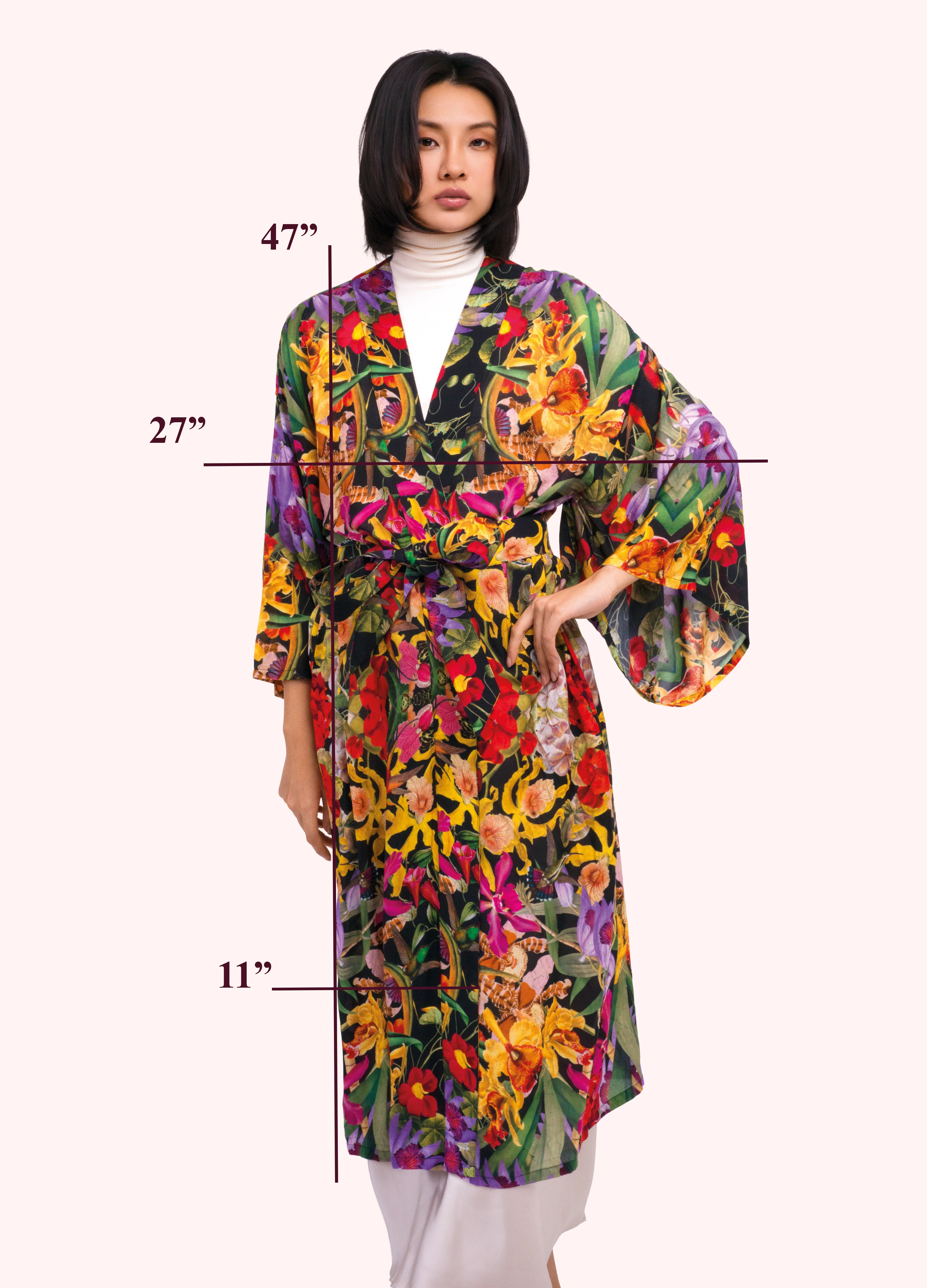 *AW26* Botanical Kaleidoscope Long Kimono Gown - Image 4