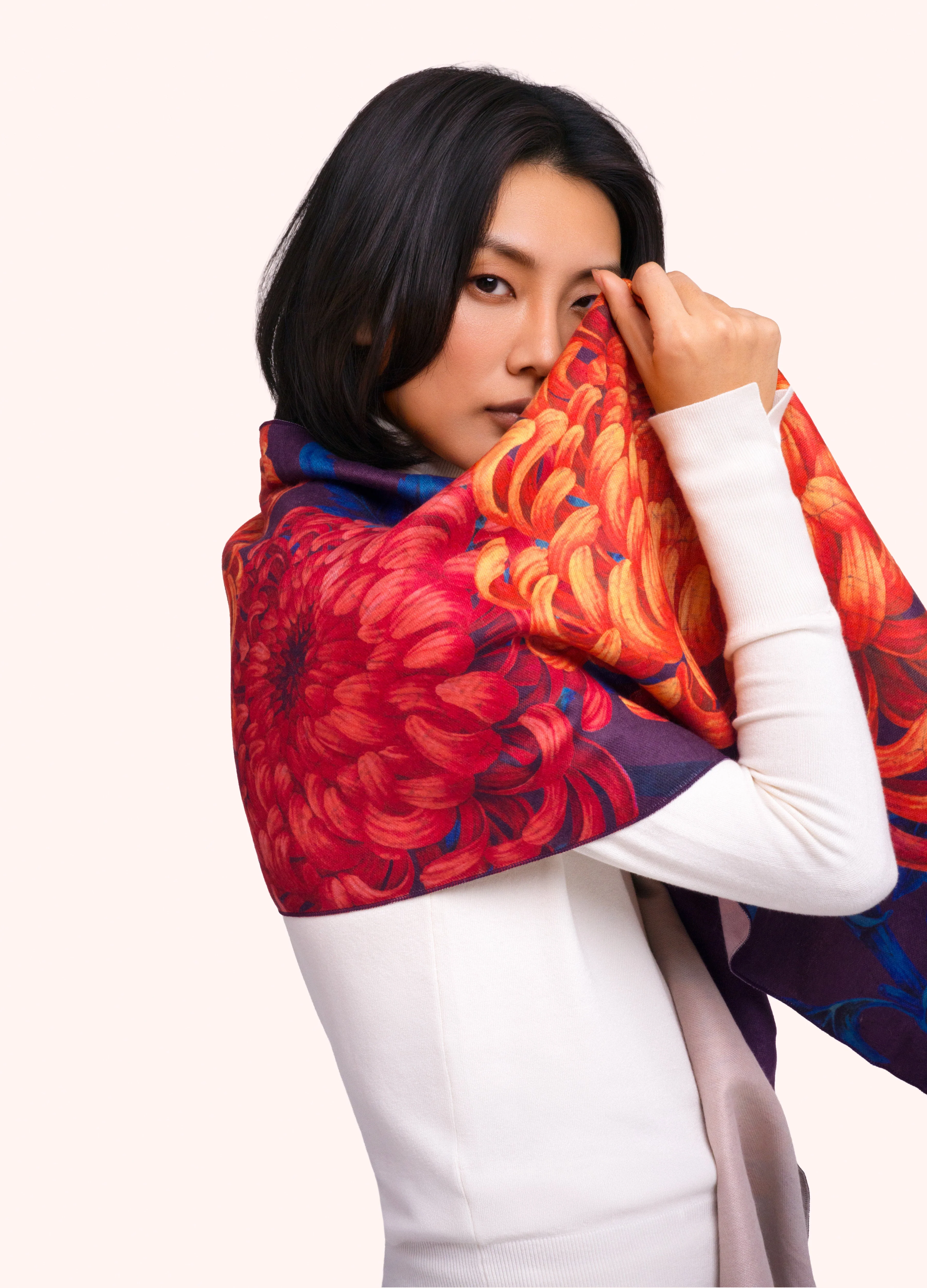 *AW26* Chrystanthemum Lux Print Scarf - Image 3
