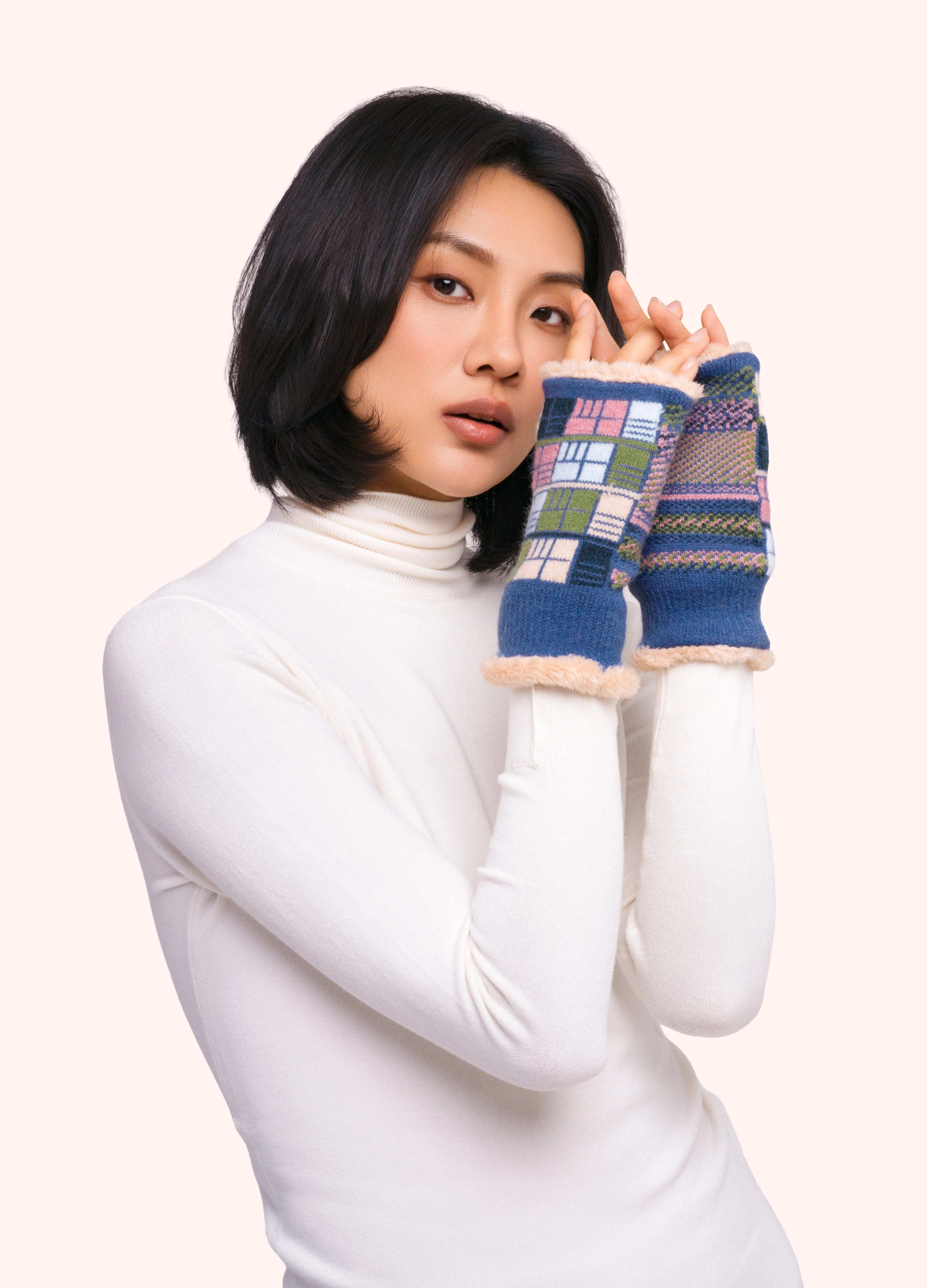 *AW26* Dani Wrist Warmers, Denim Mix - Image 2