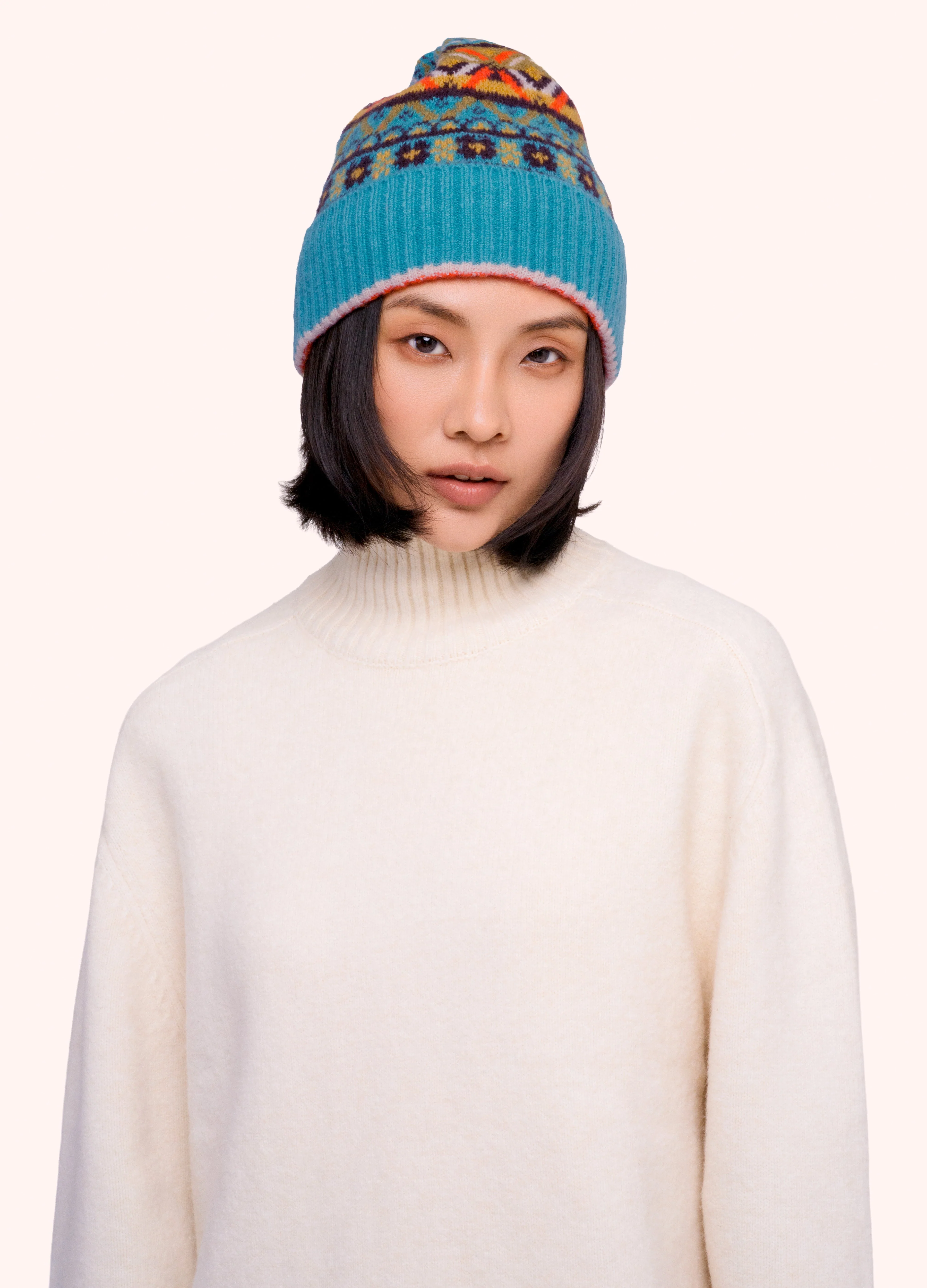 *AW26* Fair Isle Beanie, Teal Mix
