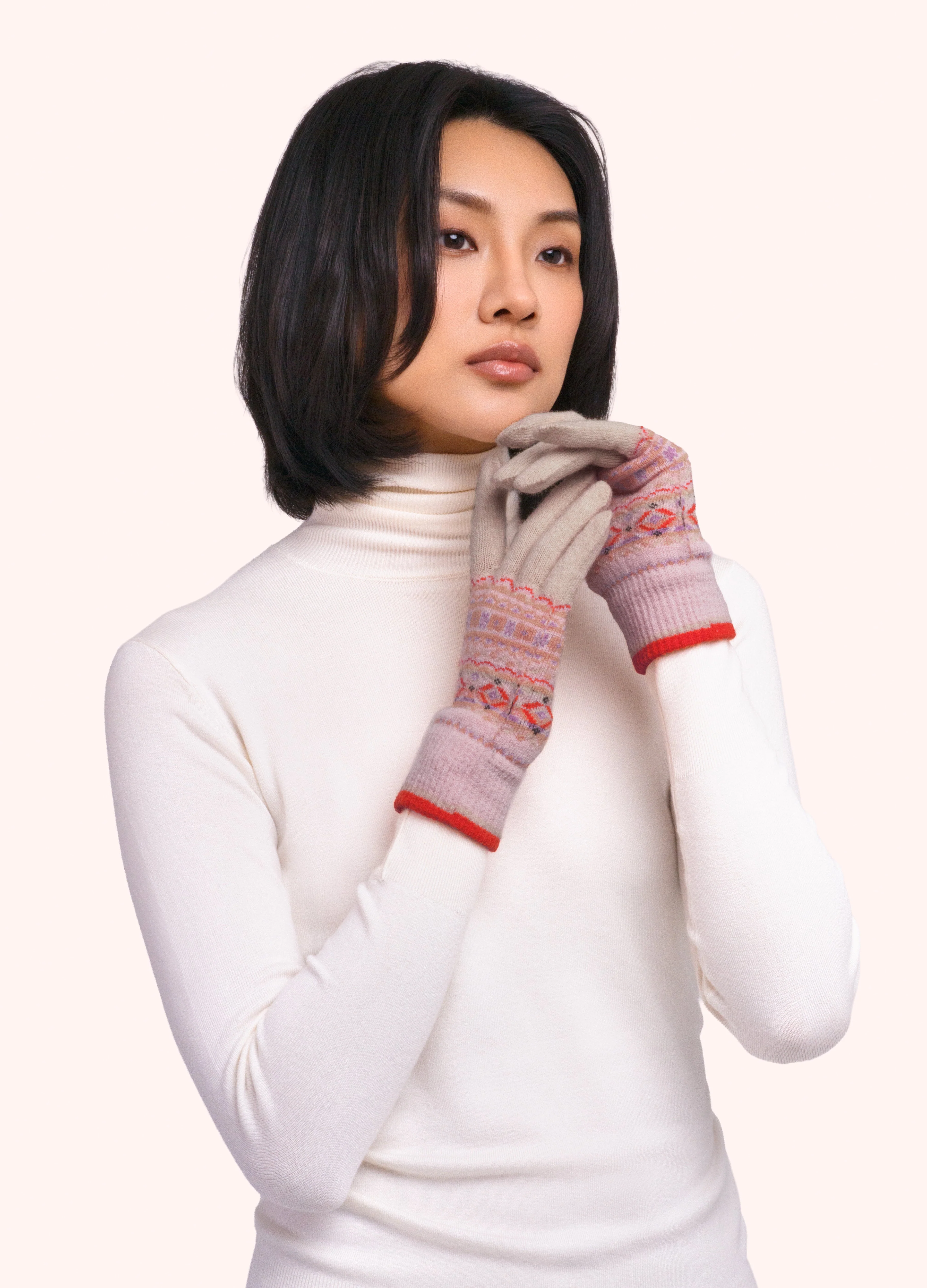 *AW26* Fair Isle Gloves, Cream Mix - Image 2