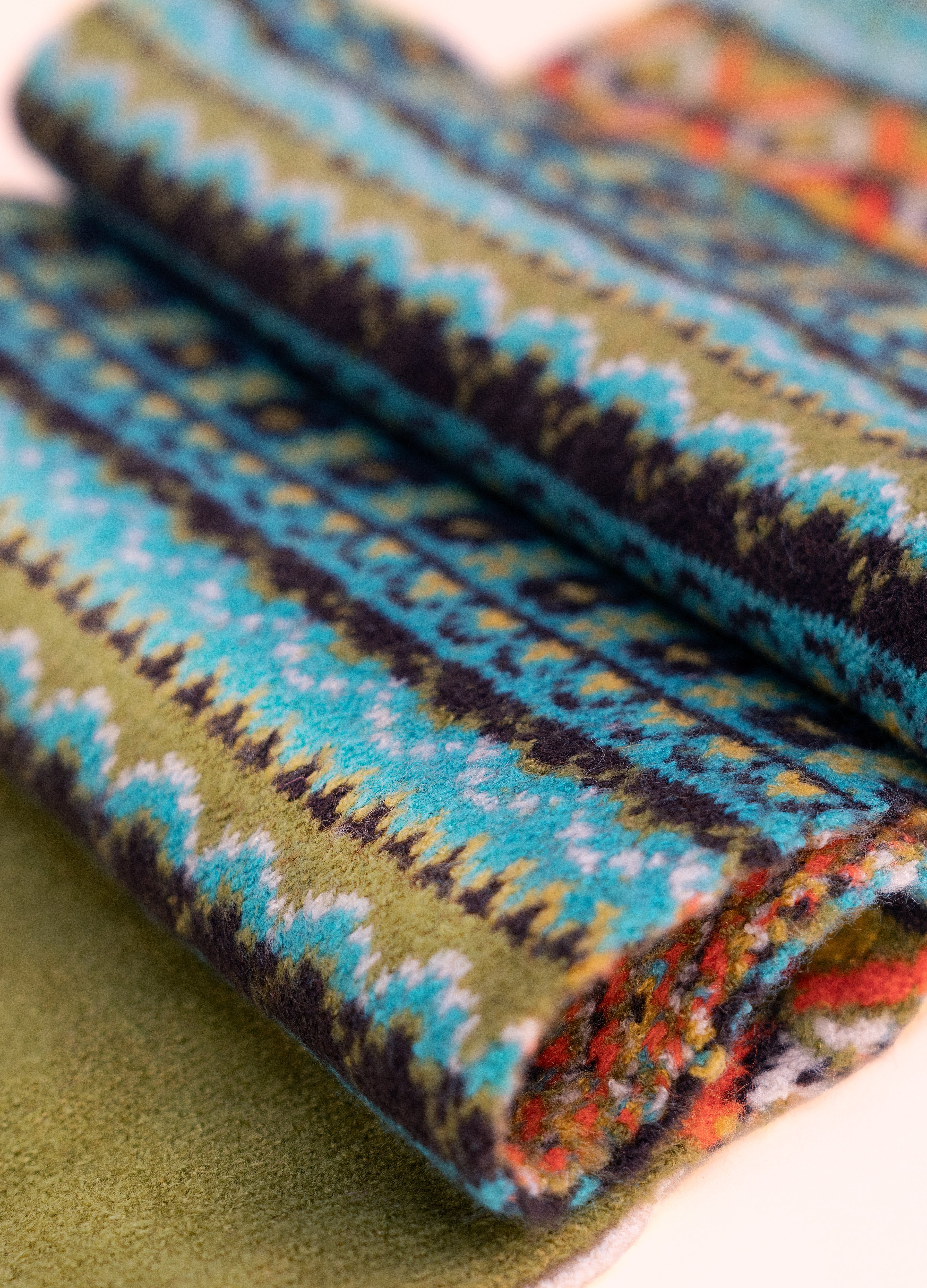 *AW26* Fair Isle Scarf, Teal Mix - Image 2