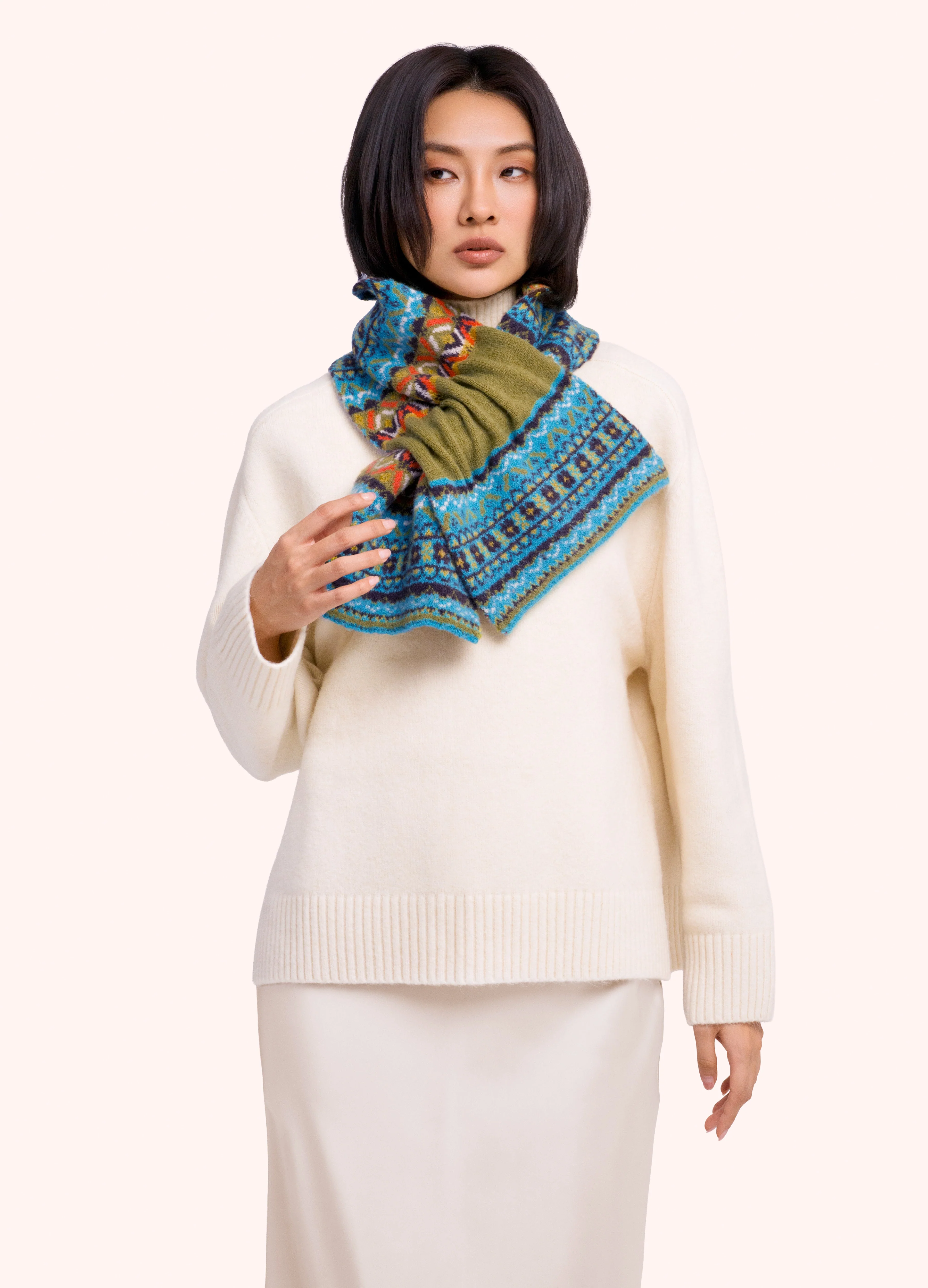 *AW26* Fair Isle Scarf, Teal Mix - Image 3