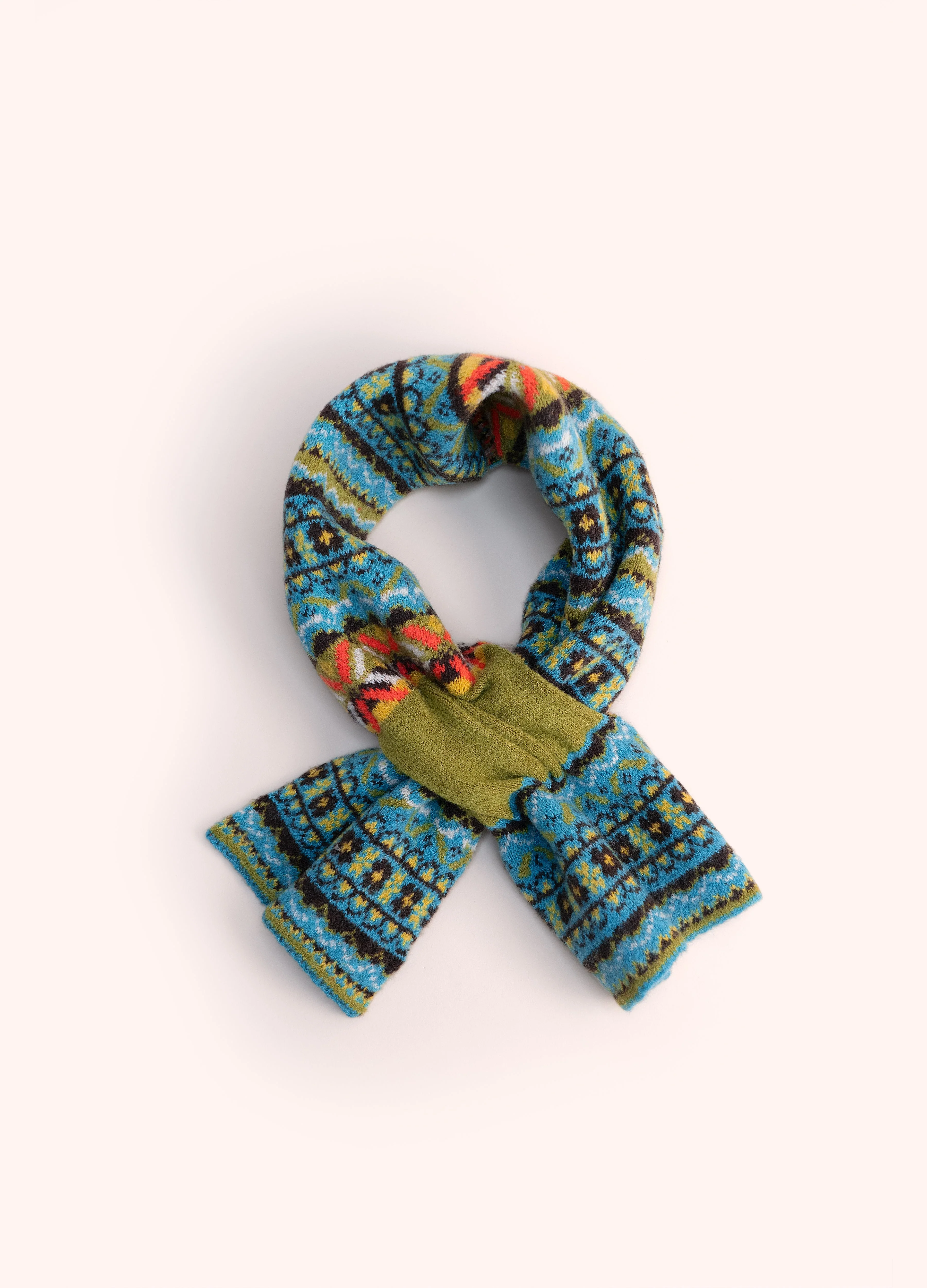 *AW26* Fair Isle Scarf, Teal Mix - Image 4