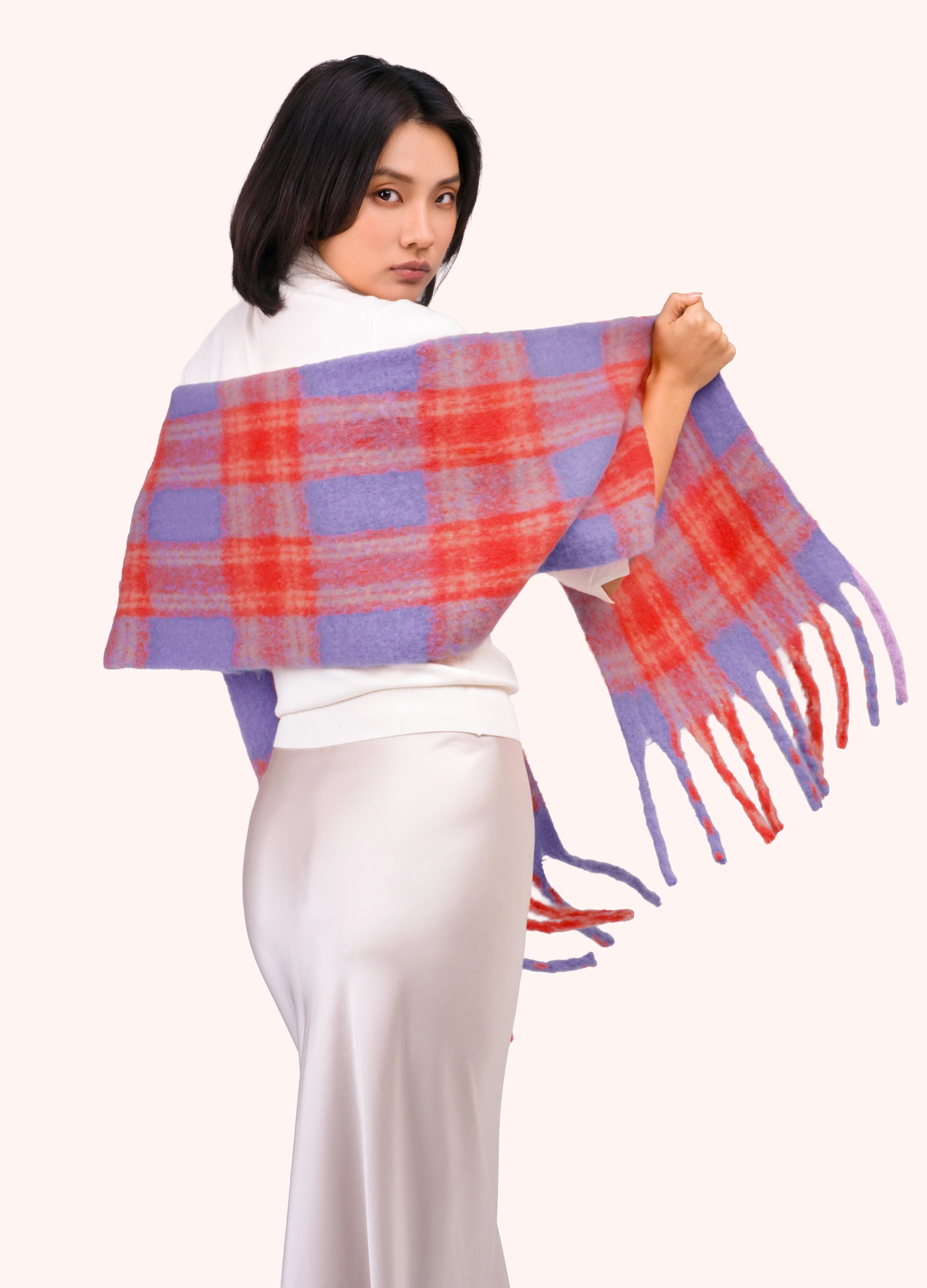 *AW26* Flora Cosy Scarf, Tangerine Mix - Image 3
