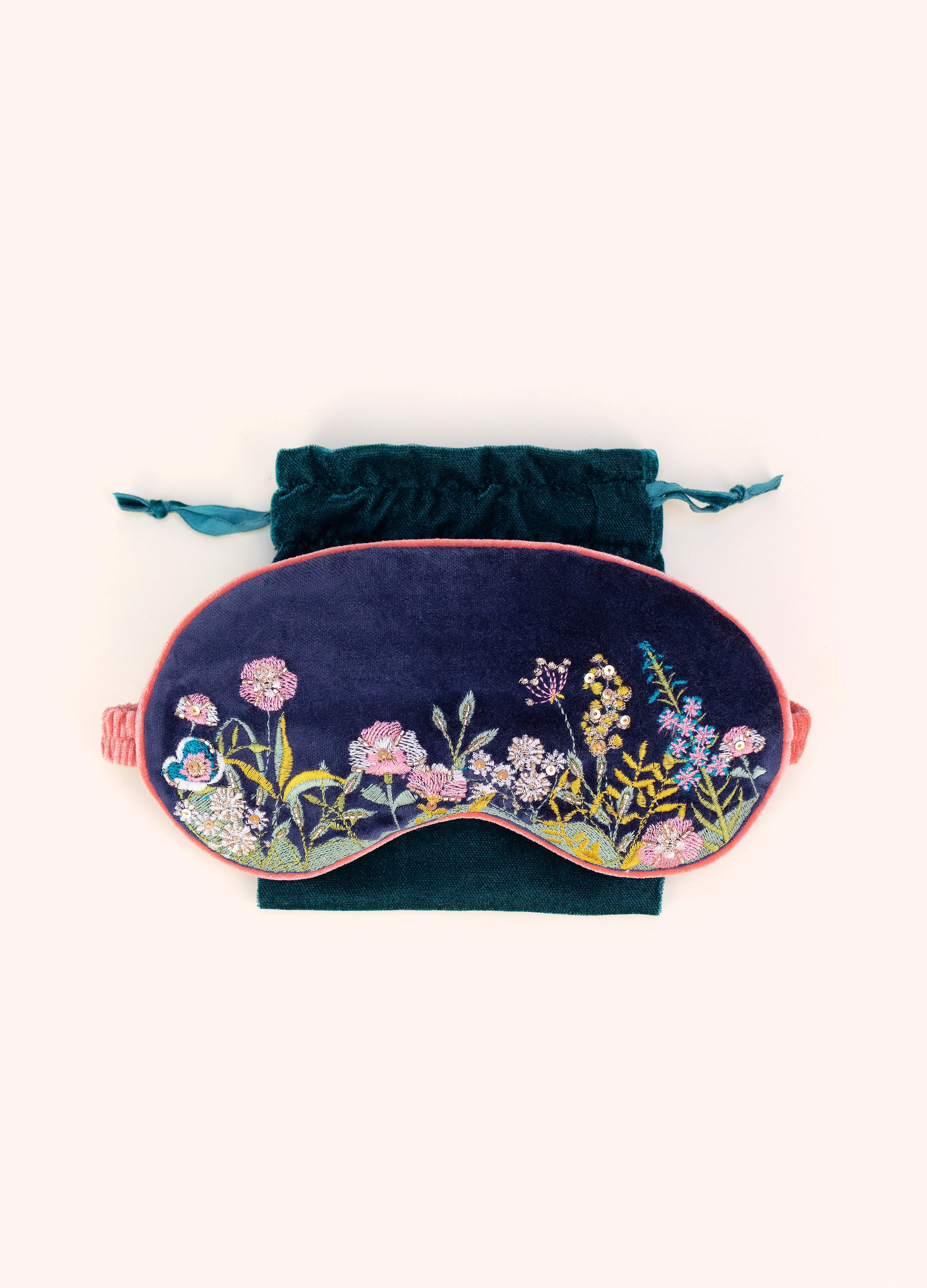 *AW26* Velvet Eyemask - Navy Floral - Image 3