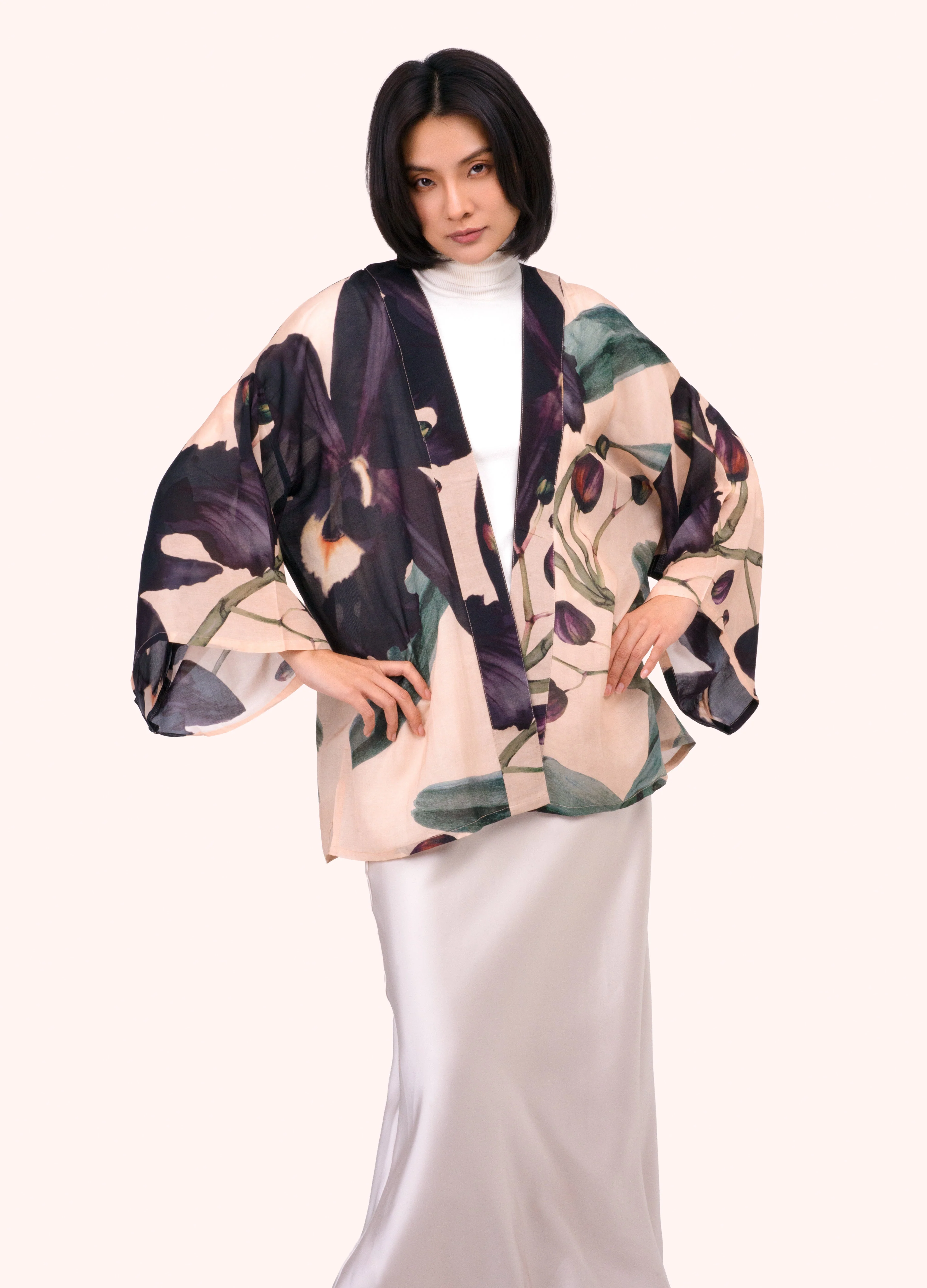 *AW26* Midnight Orchid Short Kimono Jacket