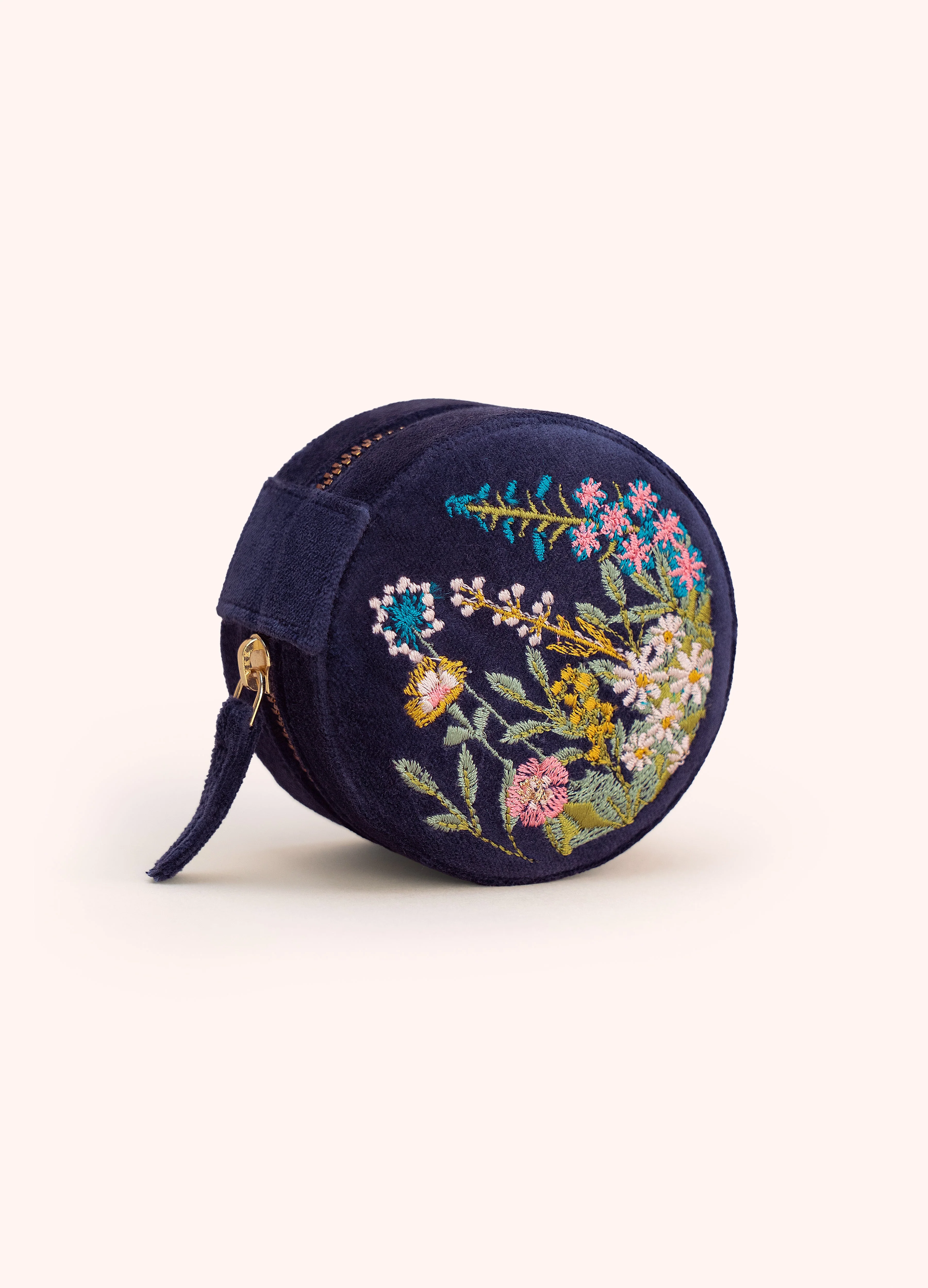 *AW26* Round Jewellery Box - Navy Floral