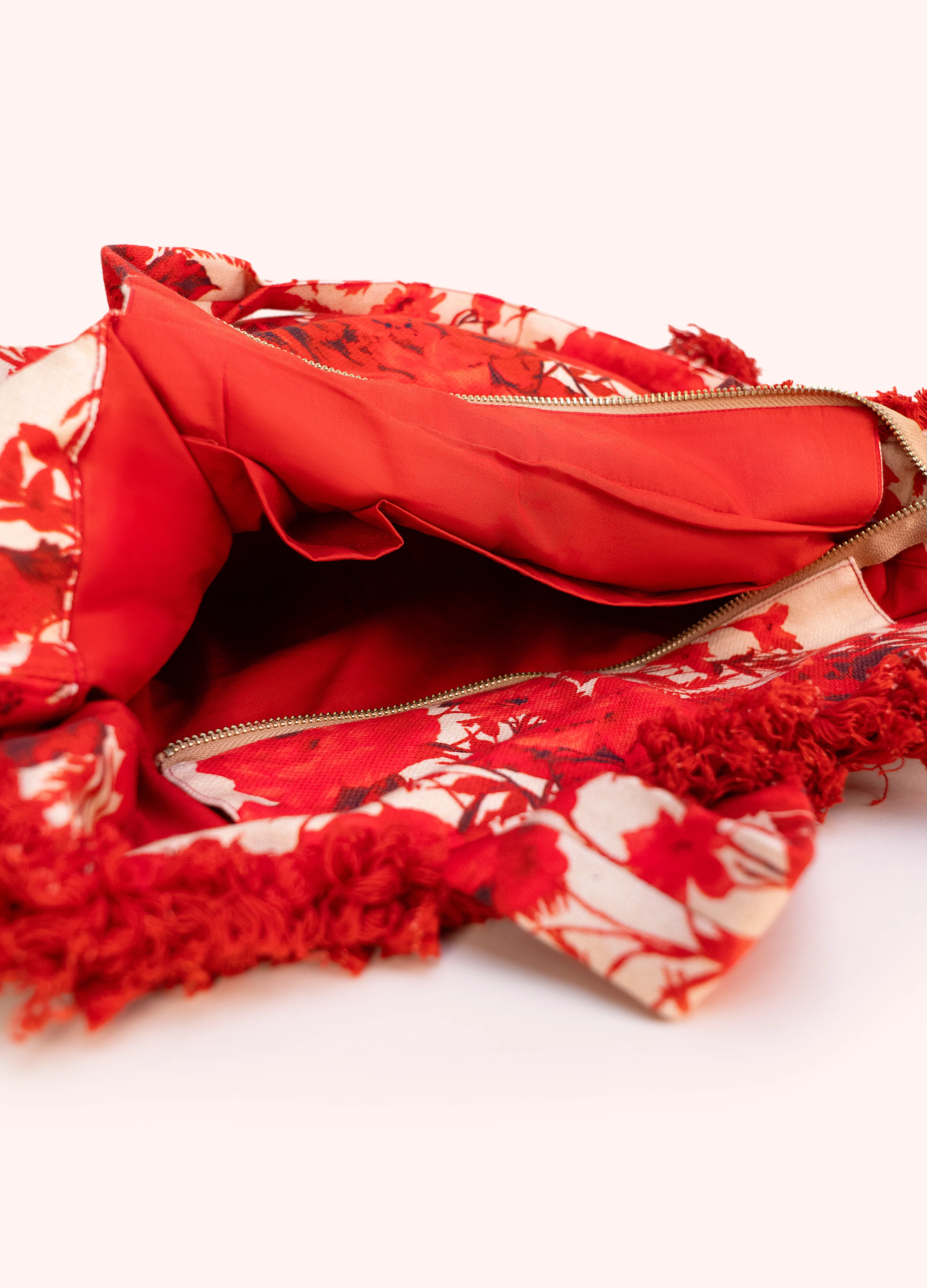 Fringed Box Tote - Rouge Blooms - Image 3