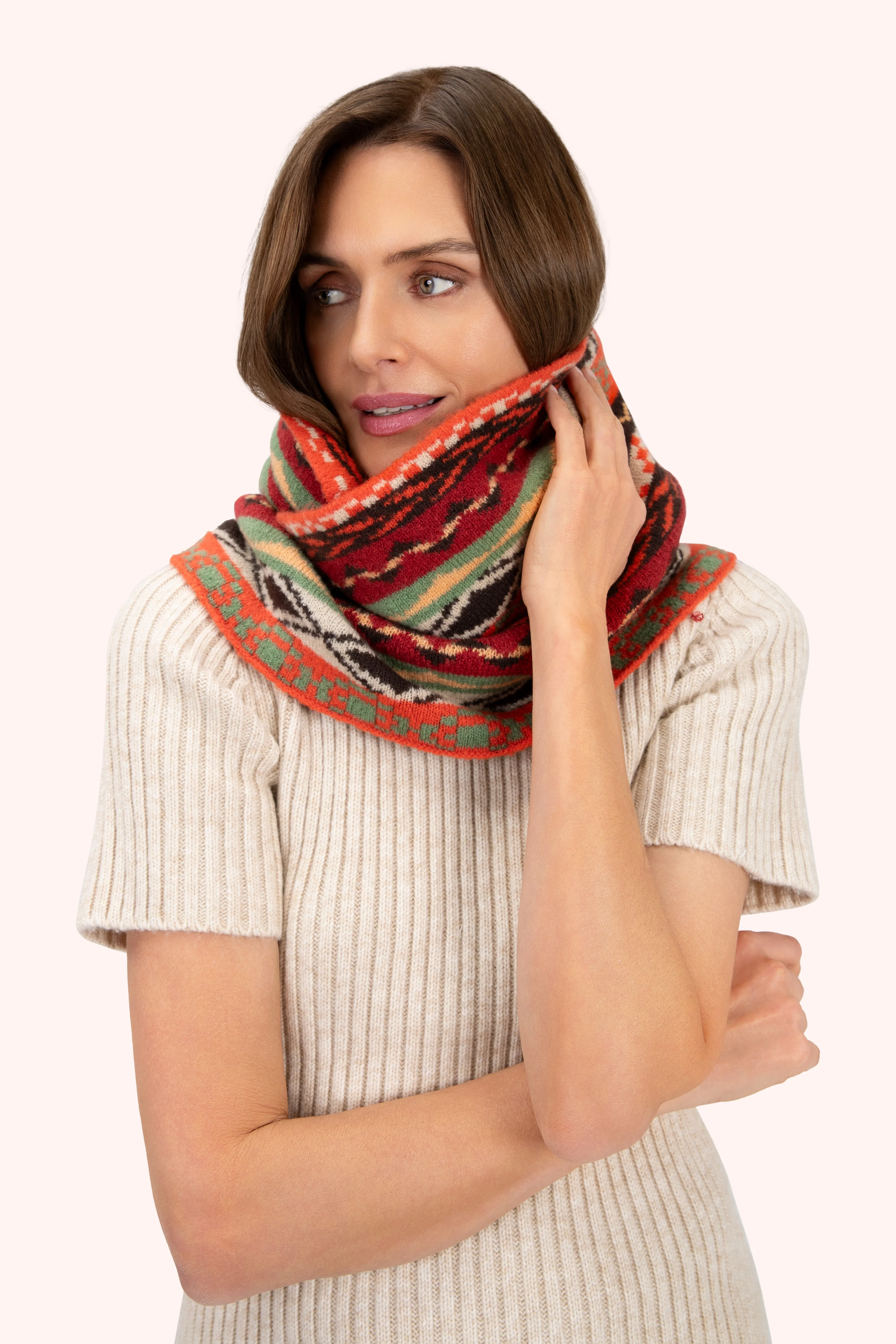 Kayla Fair Isle Snood - Russet