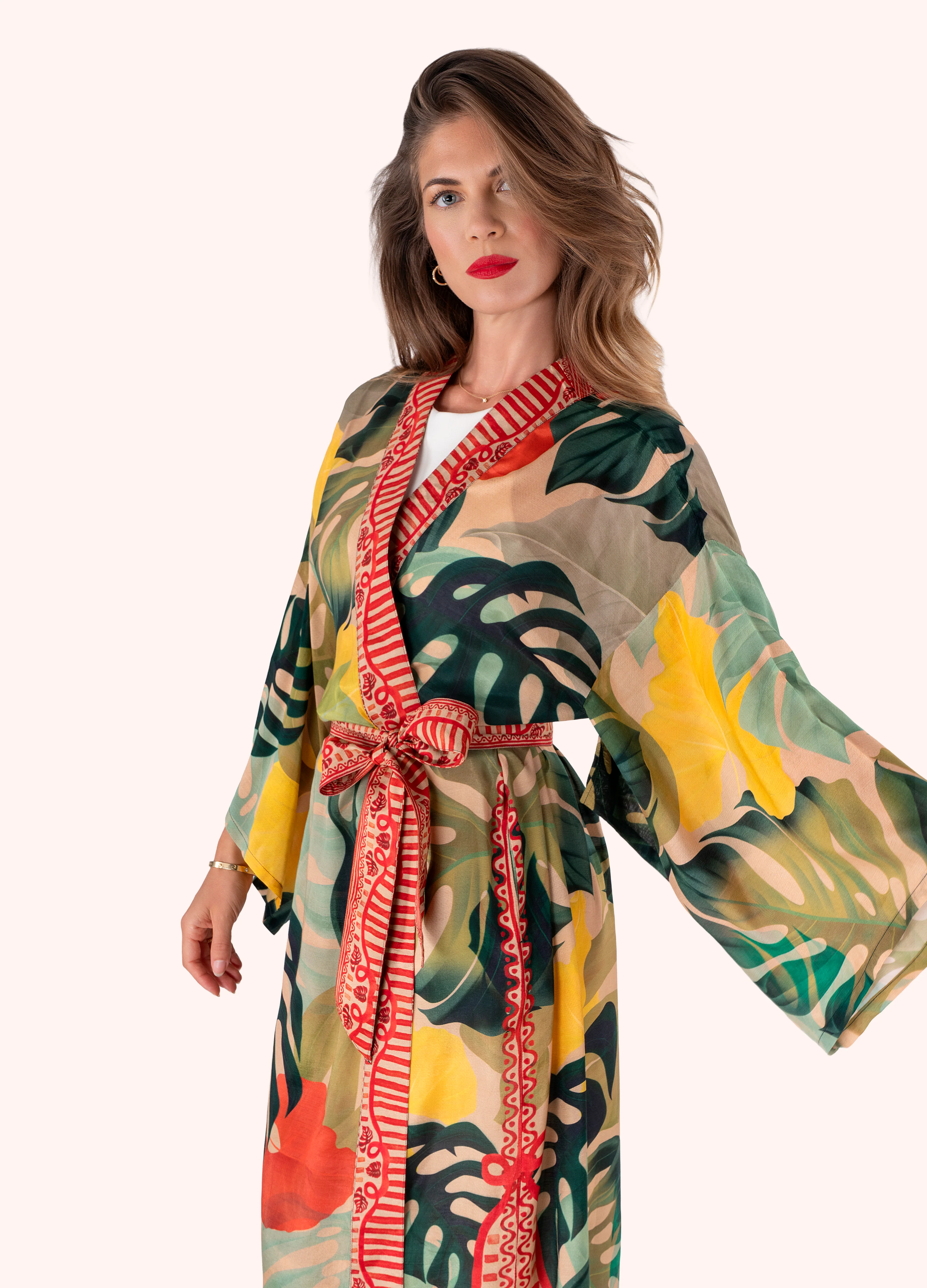 Kimono Gown - Exotic Leaves - Image 6