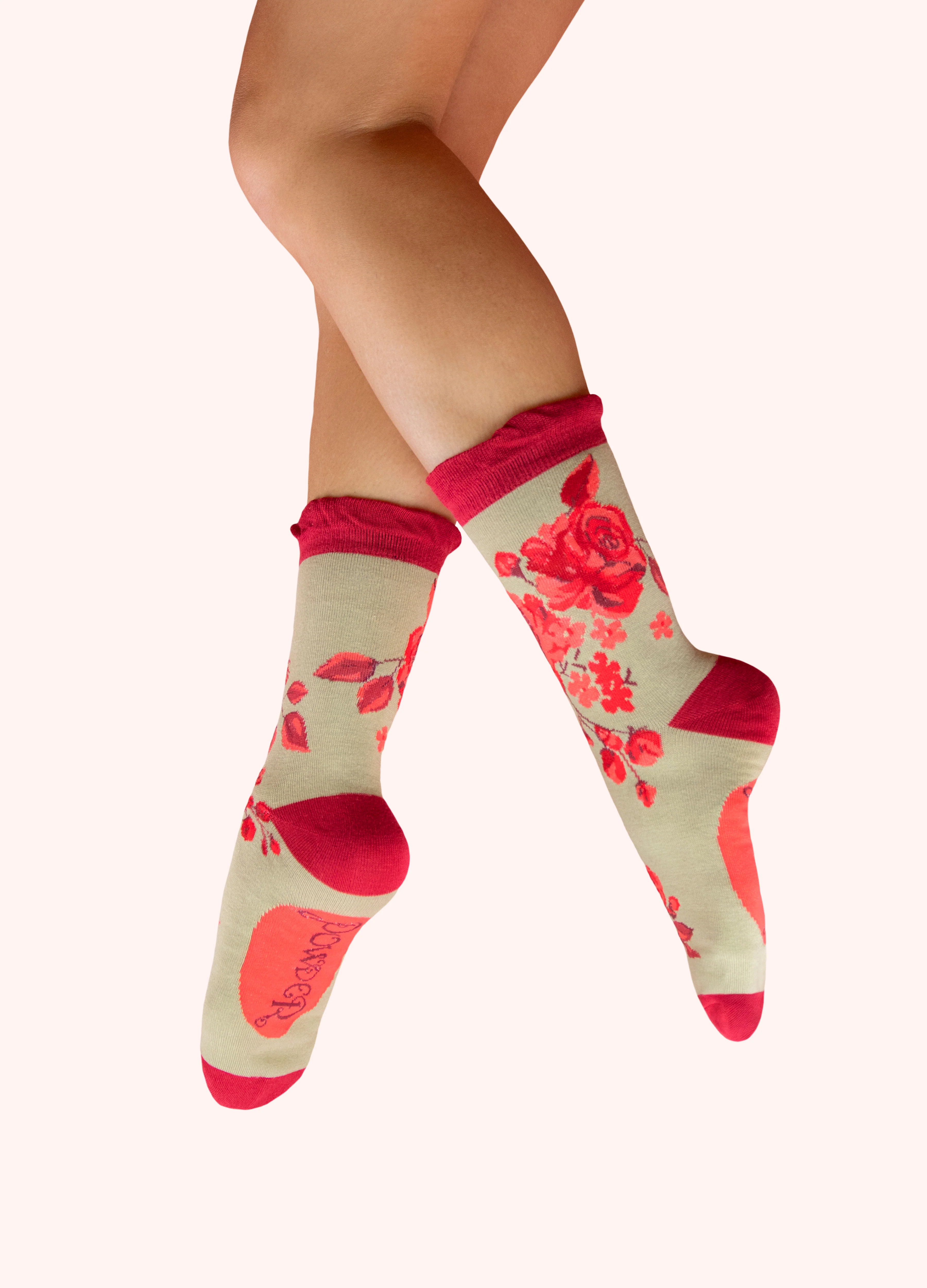 Ladies' Ankle Socks - Rouge Blooms