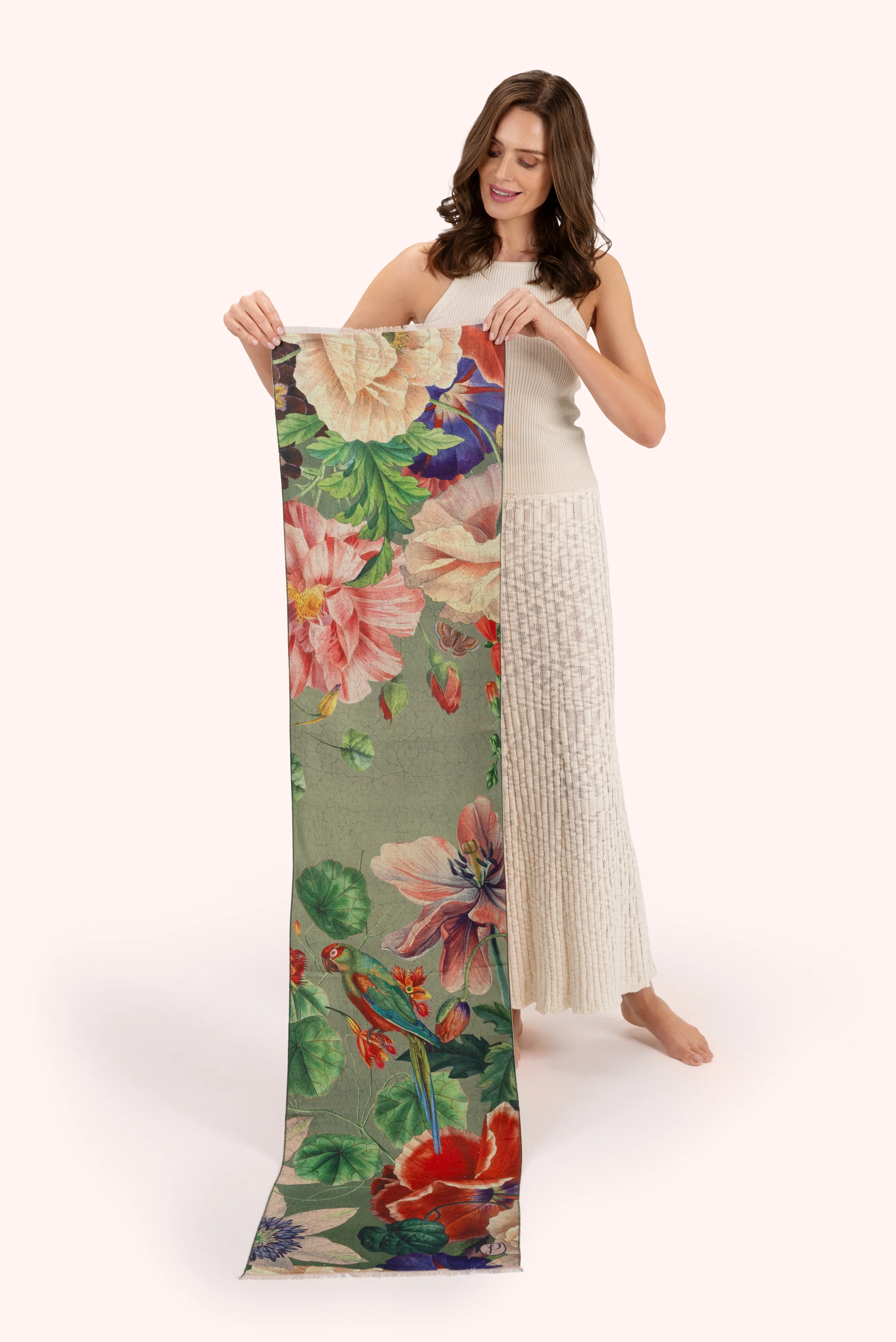 Lux Scarf - Botanical Bouquet, Sage